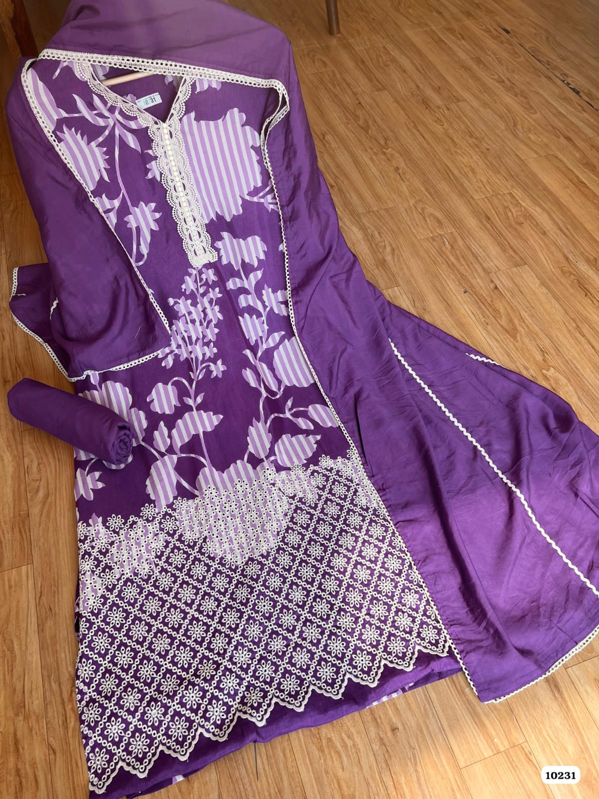 Pure muslin semi stitched {10231}