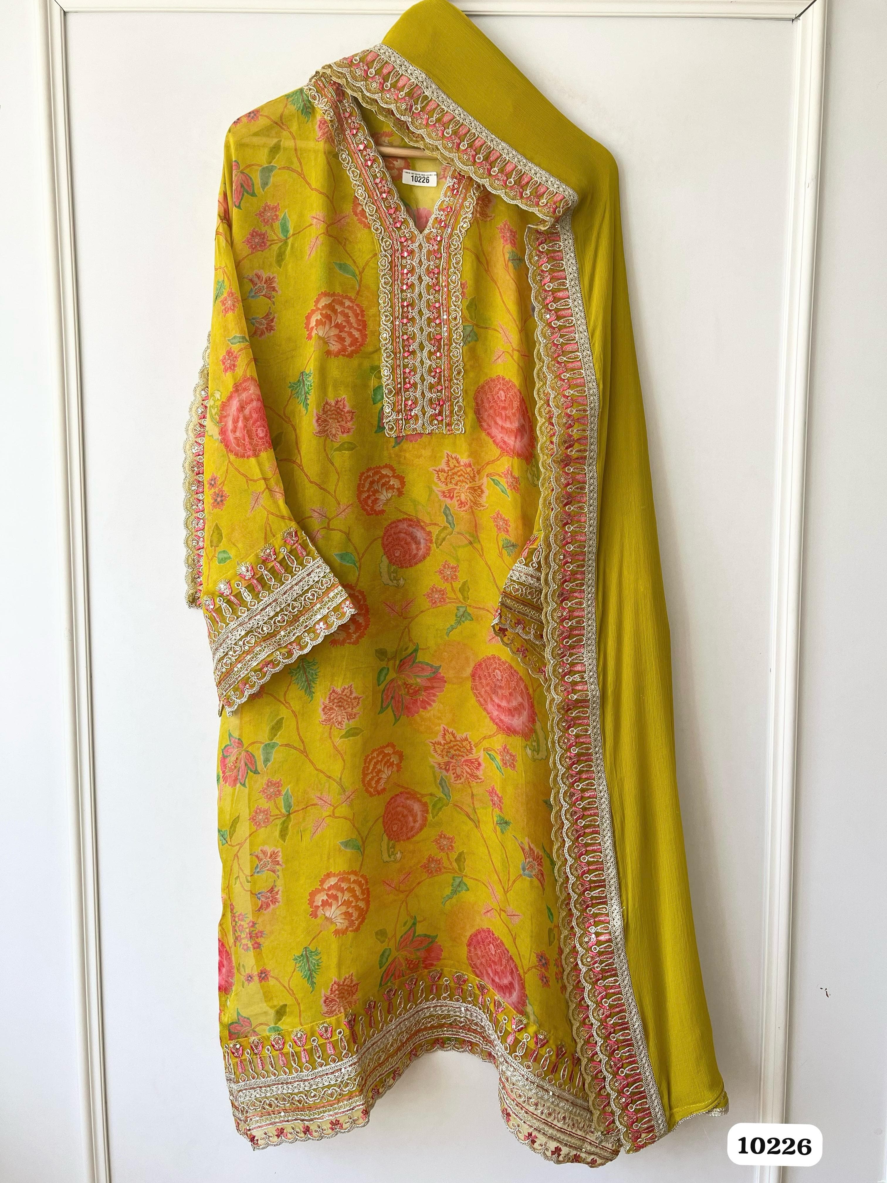 Pure organza semi stitched {10226}