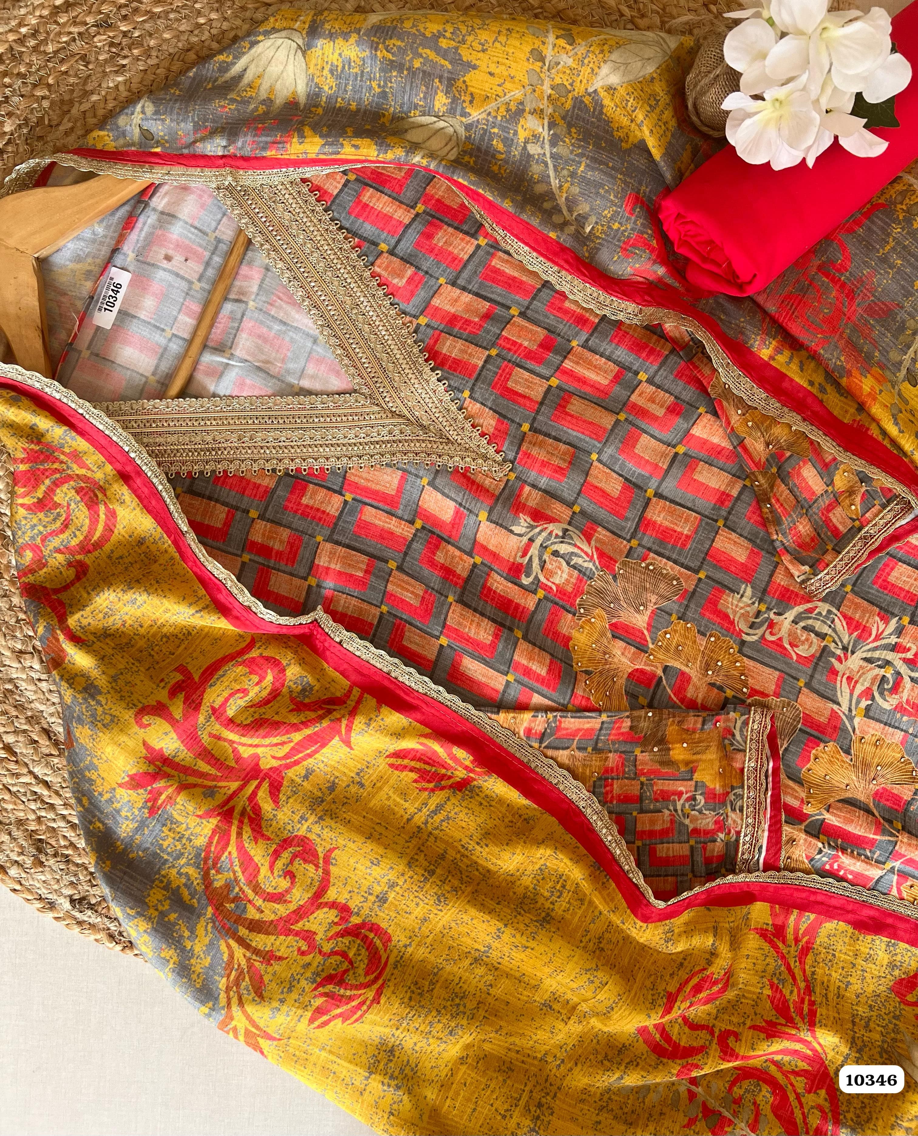 Pure muslin semi stitched {10346}