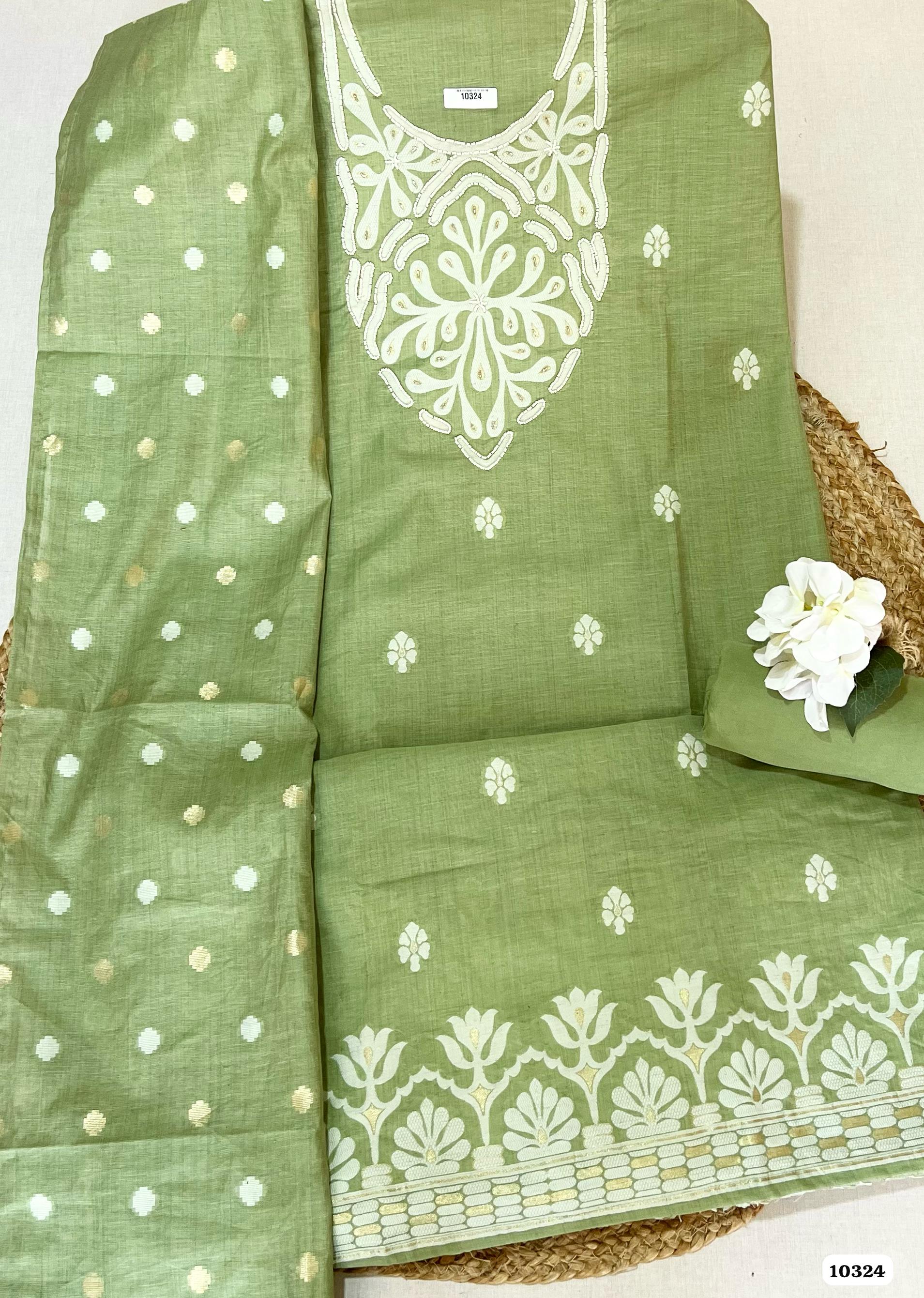 Pure jaamdani soft cotton unstitched