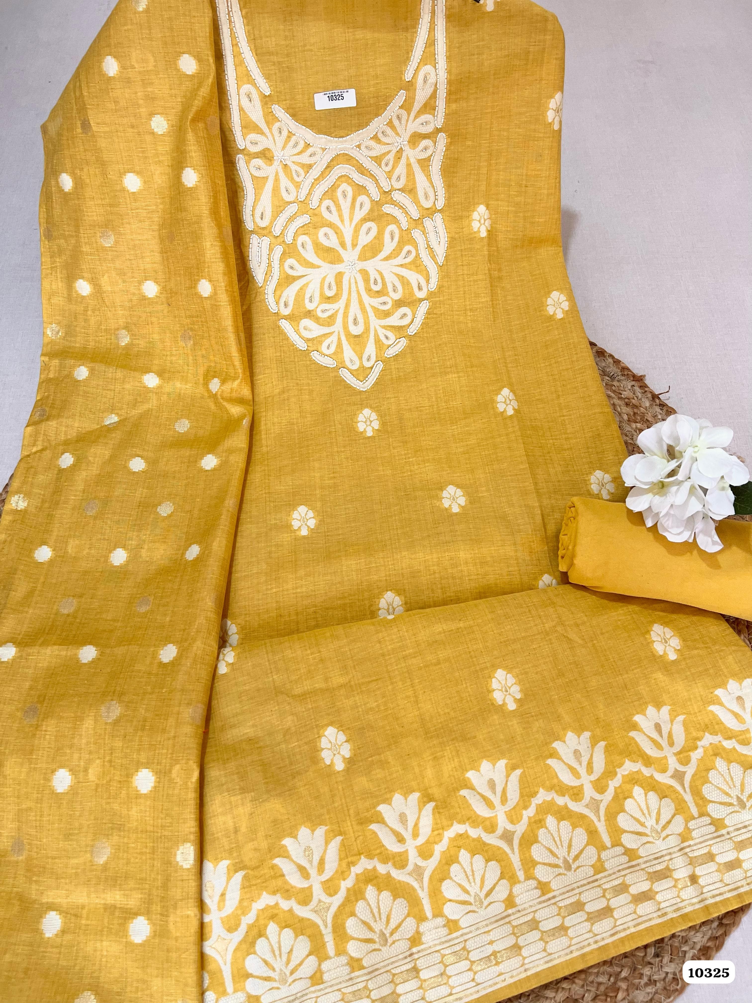 Pure jaamdani soft cotton unstitched {10325}
