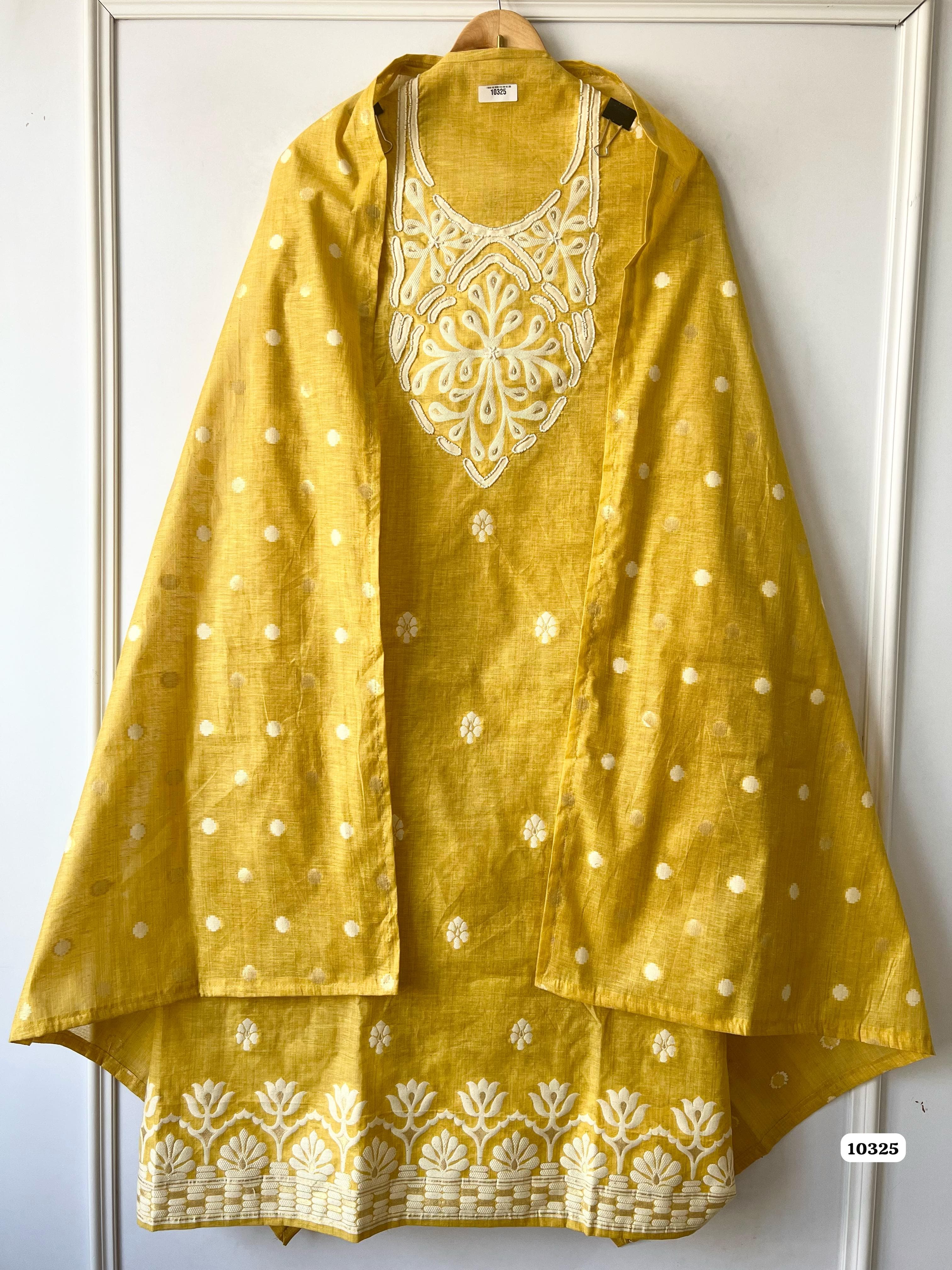 Pure jaamdani soft cotton unstitched {10325}