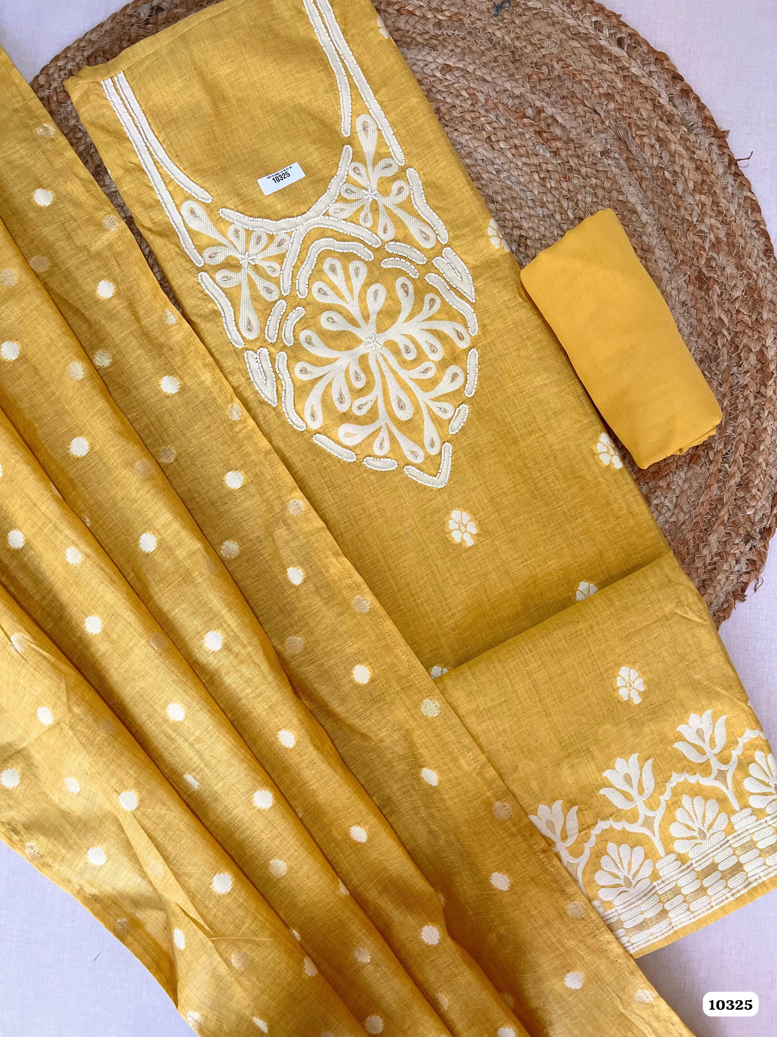 Pure jaamdani soft cotton unstitched {10325}