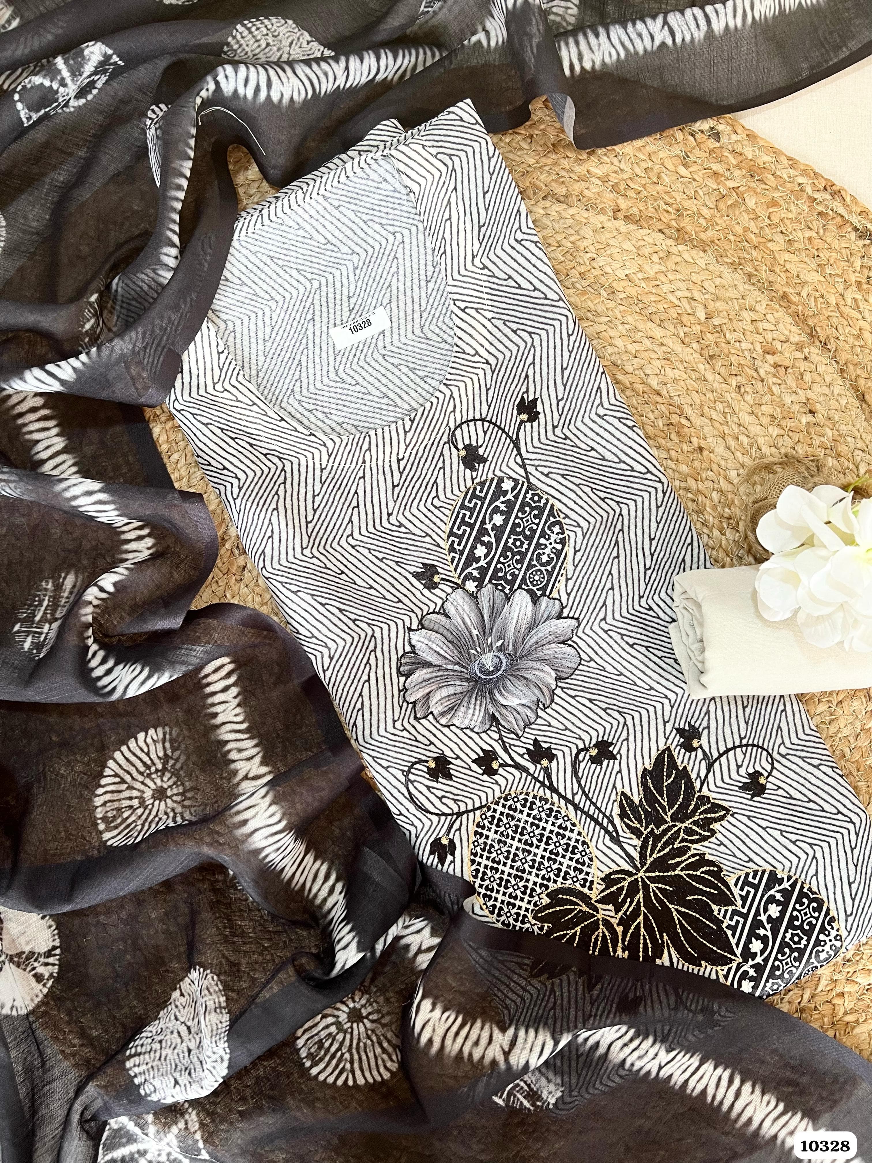 Pure linen cotton printed {10328}
