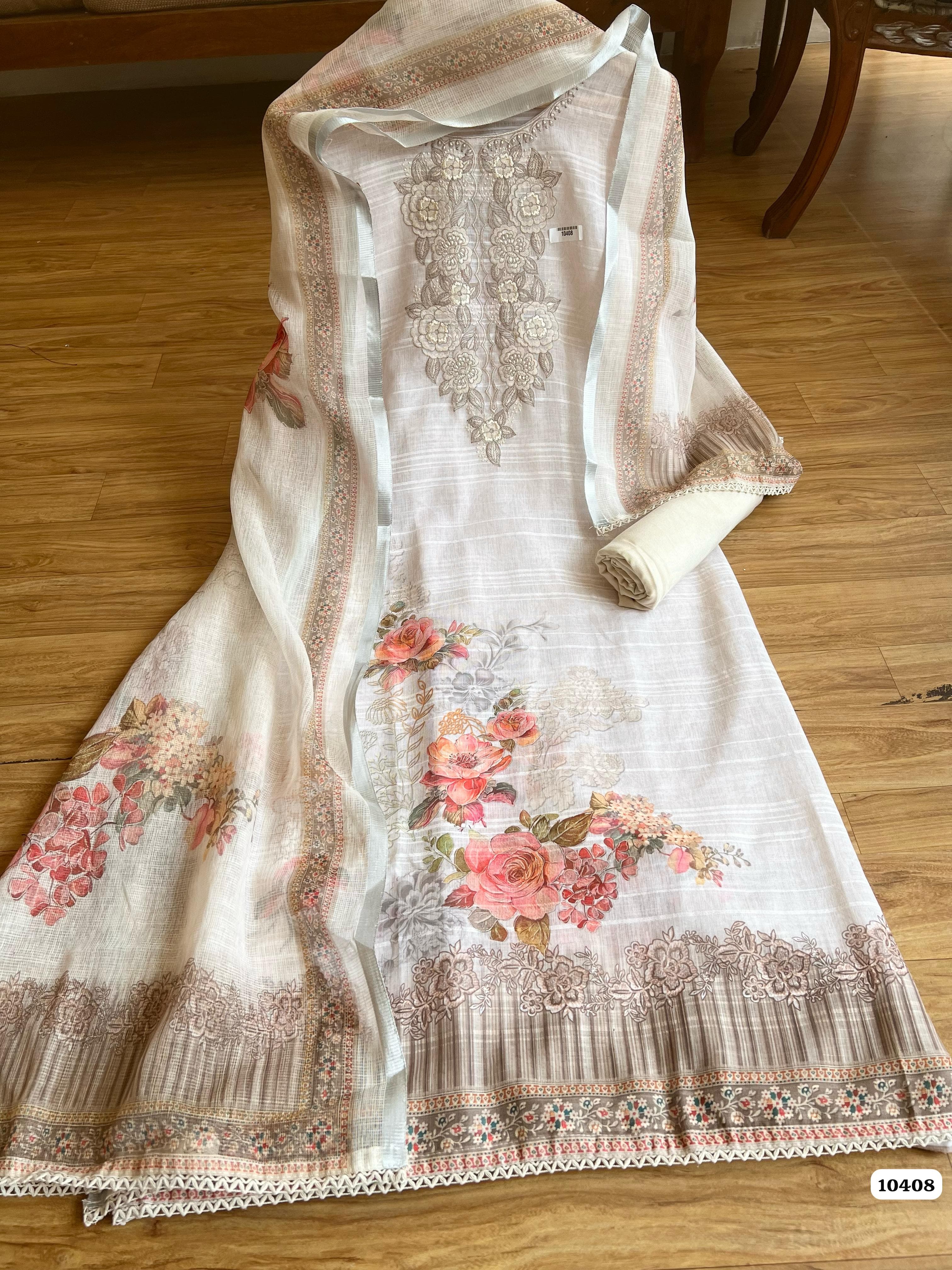 Pure linen cotton unstitched {10408}