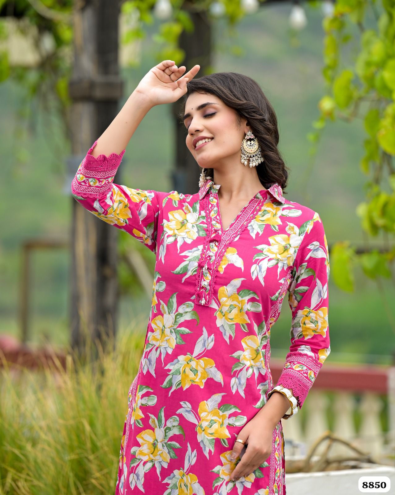 Pure shade of pink cotton printed Readymade co-ord {8850}