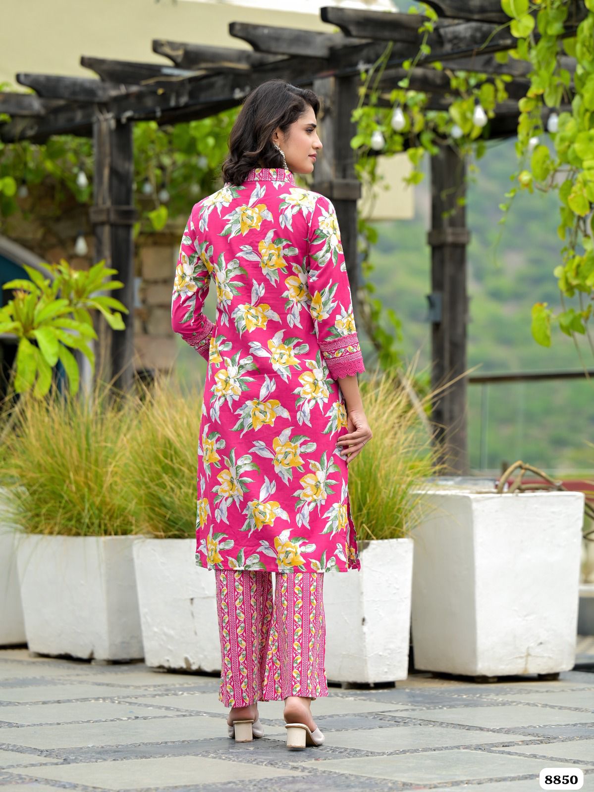 Pure shade of pink cotton printed Readymade co-ord {8850}