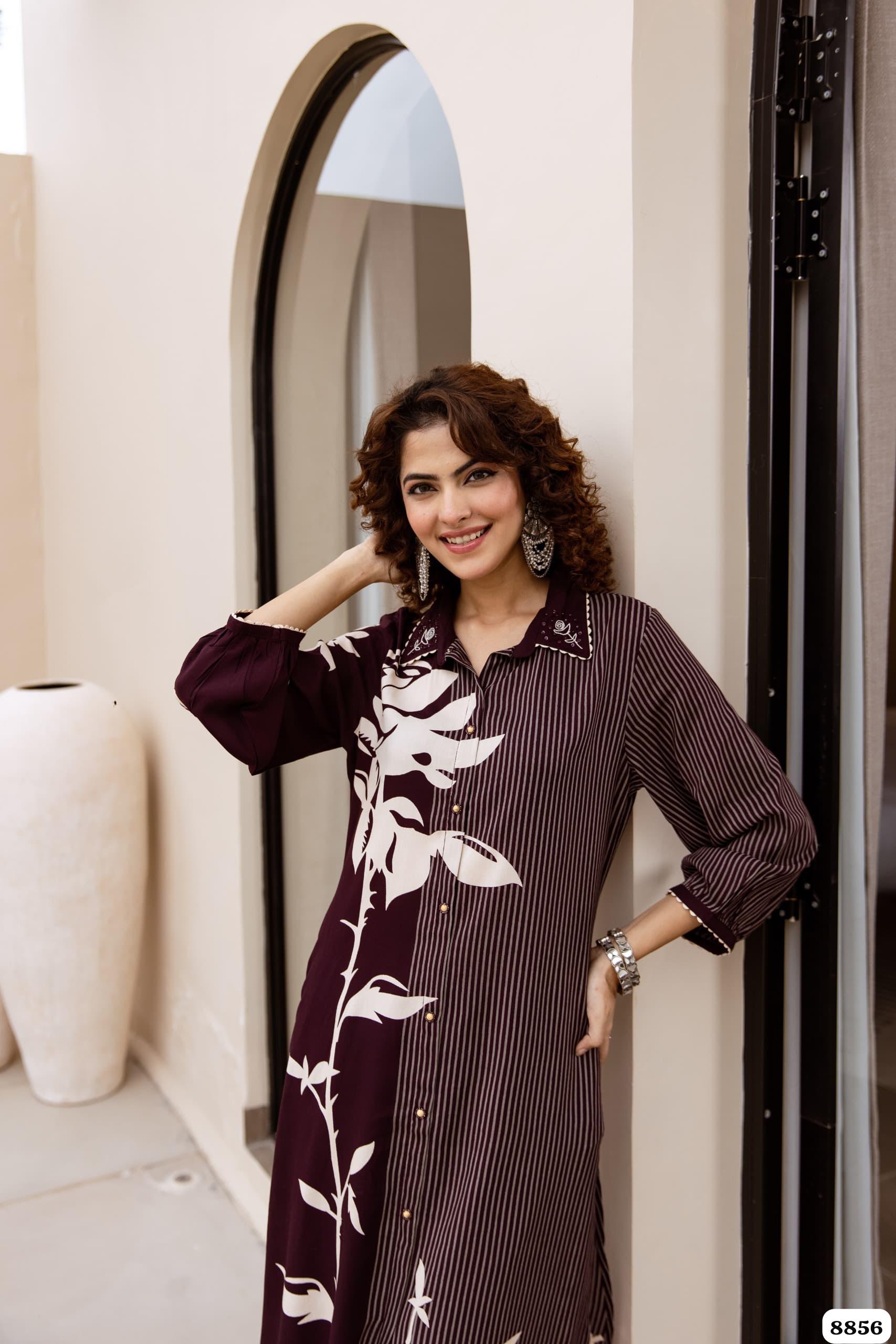 Pure German Reyon printed Readymade co-ord {8856}