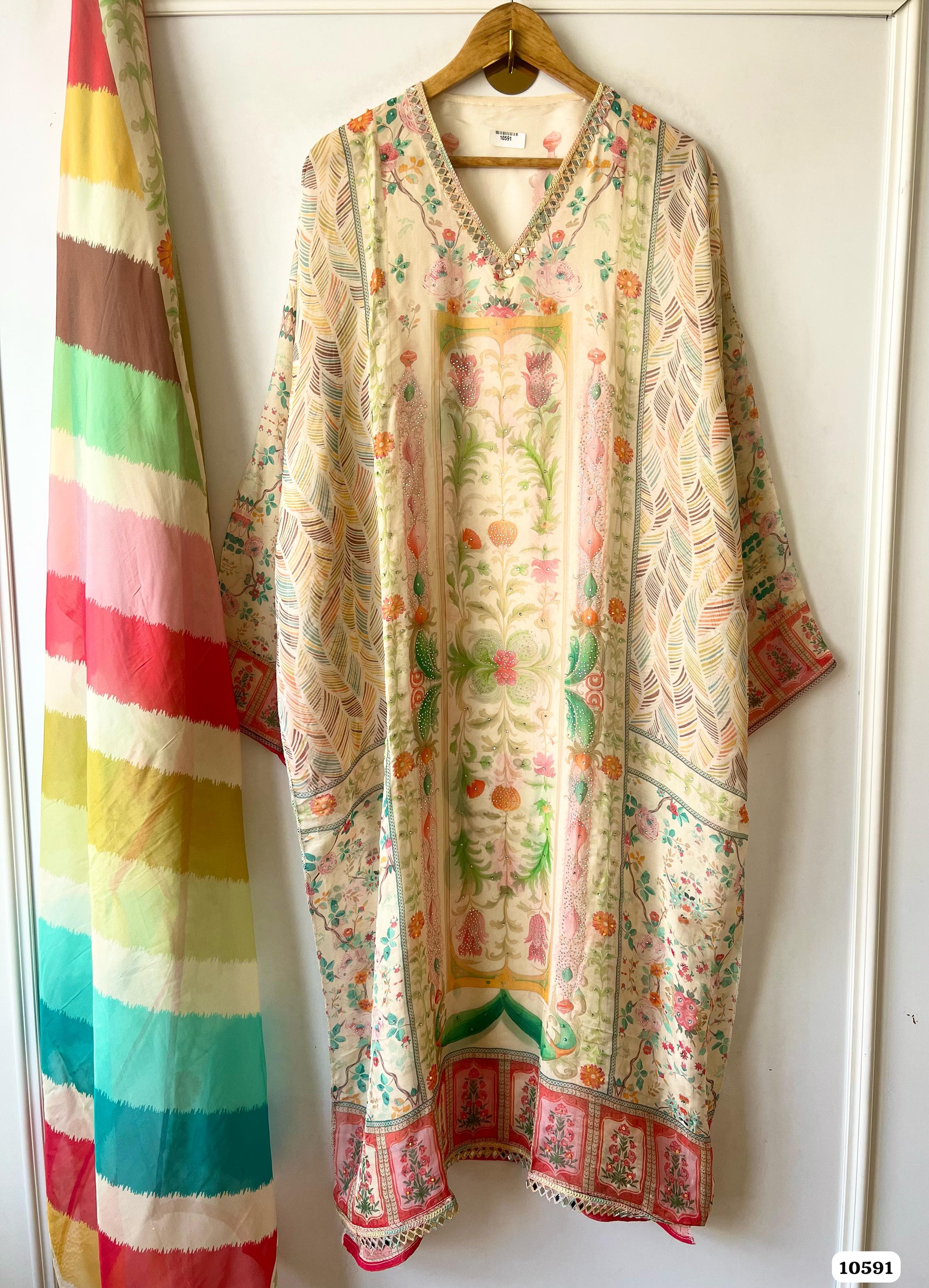 Pure organza semi stitched