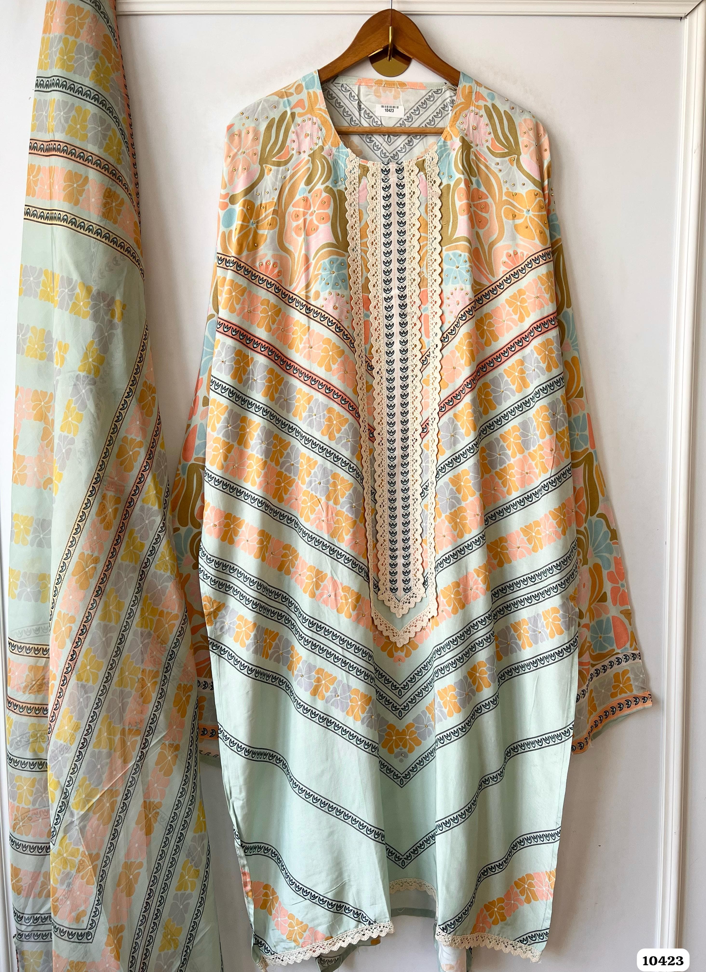 Pure muslin printed semi stitched