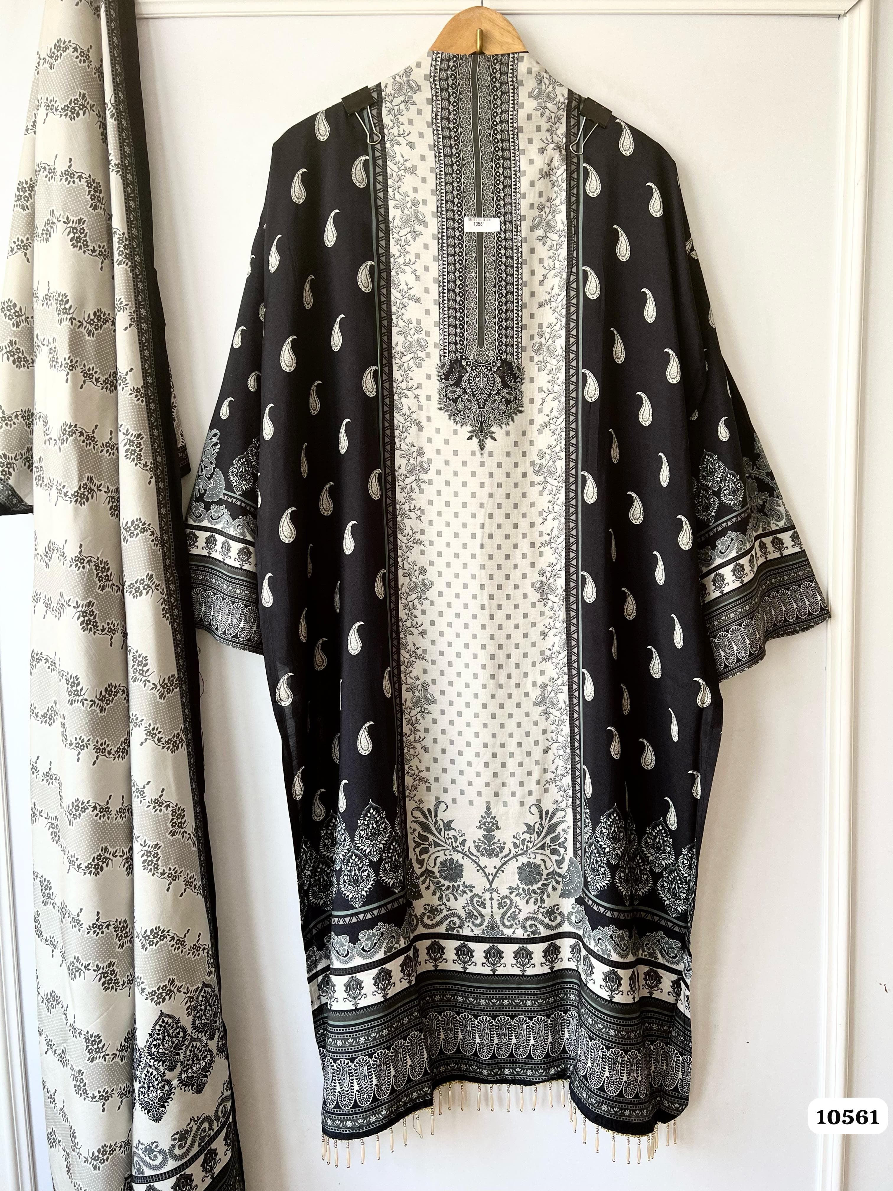Black Muslin Semi Stitched Pakistani Printed -Set of 3