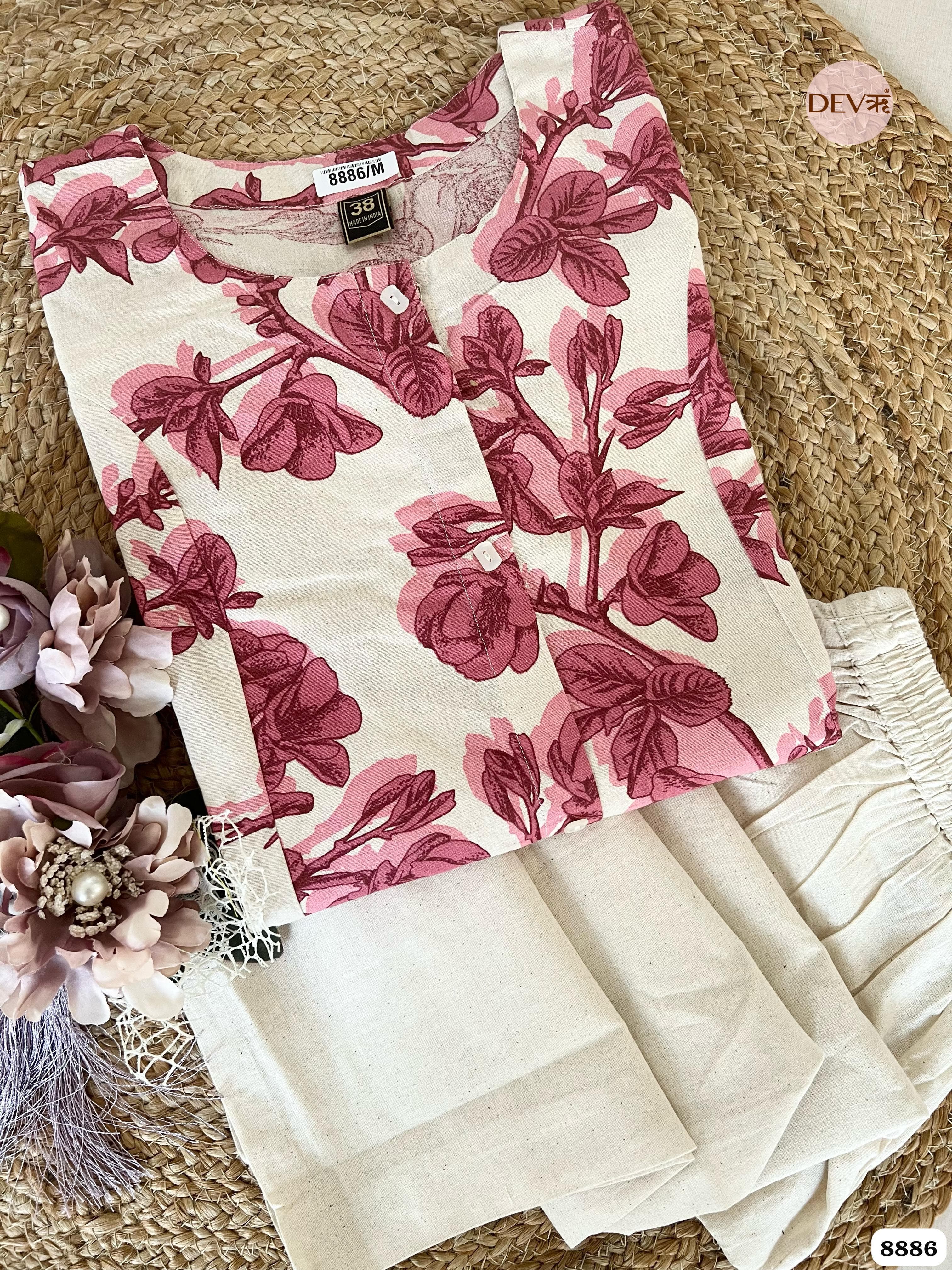 Purple German Reyon Printed Ready Made Co-Ord -Set of 2 {8886}