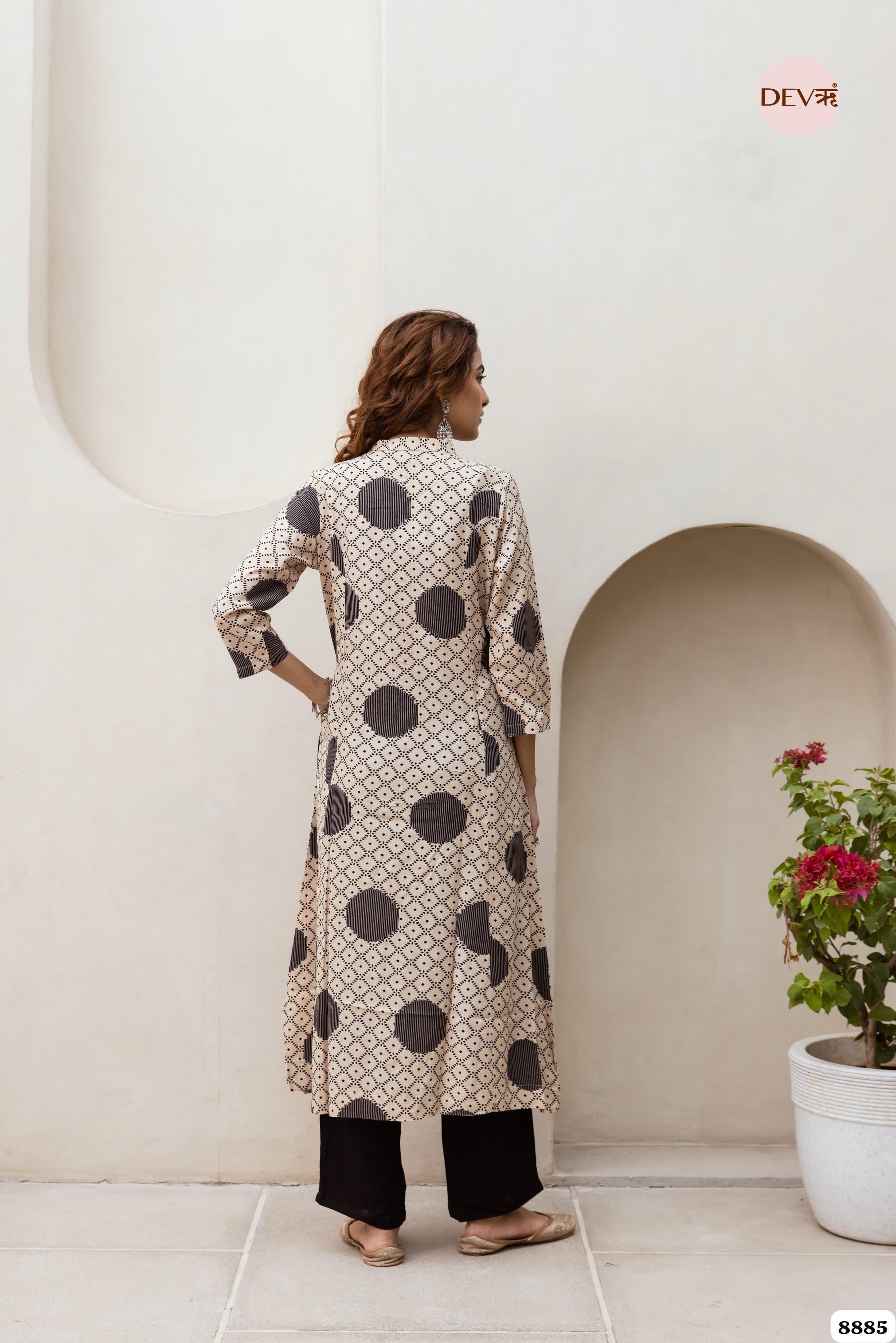 White German Reyon Printed Ready Made Co-Ord -Set of 2 {8885}