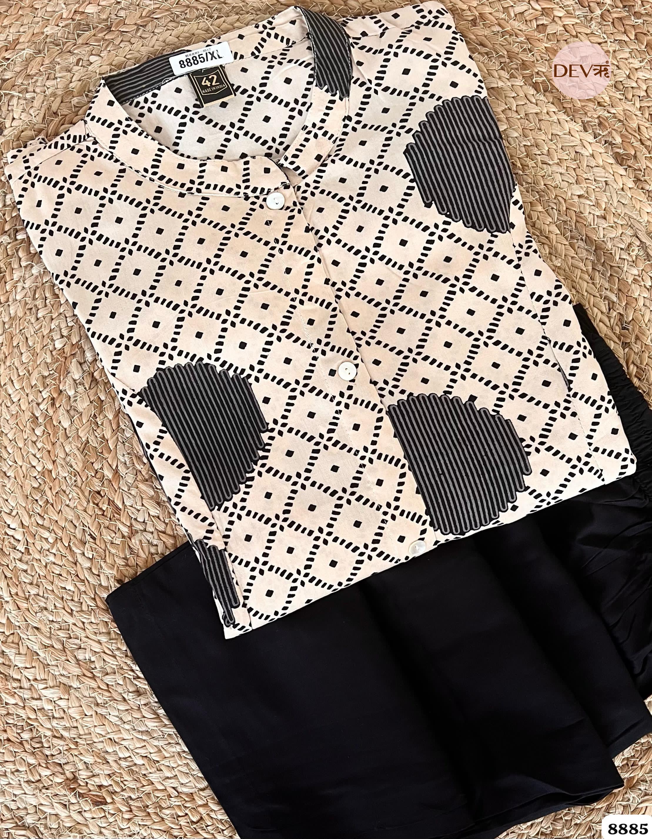 White German Reyon Printed Ready Made Co-Ord -Set of 2 {8885}