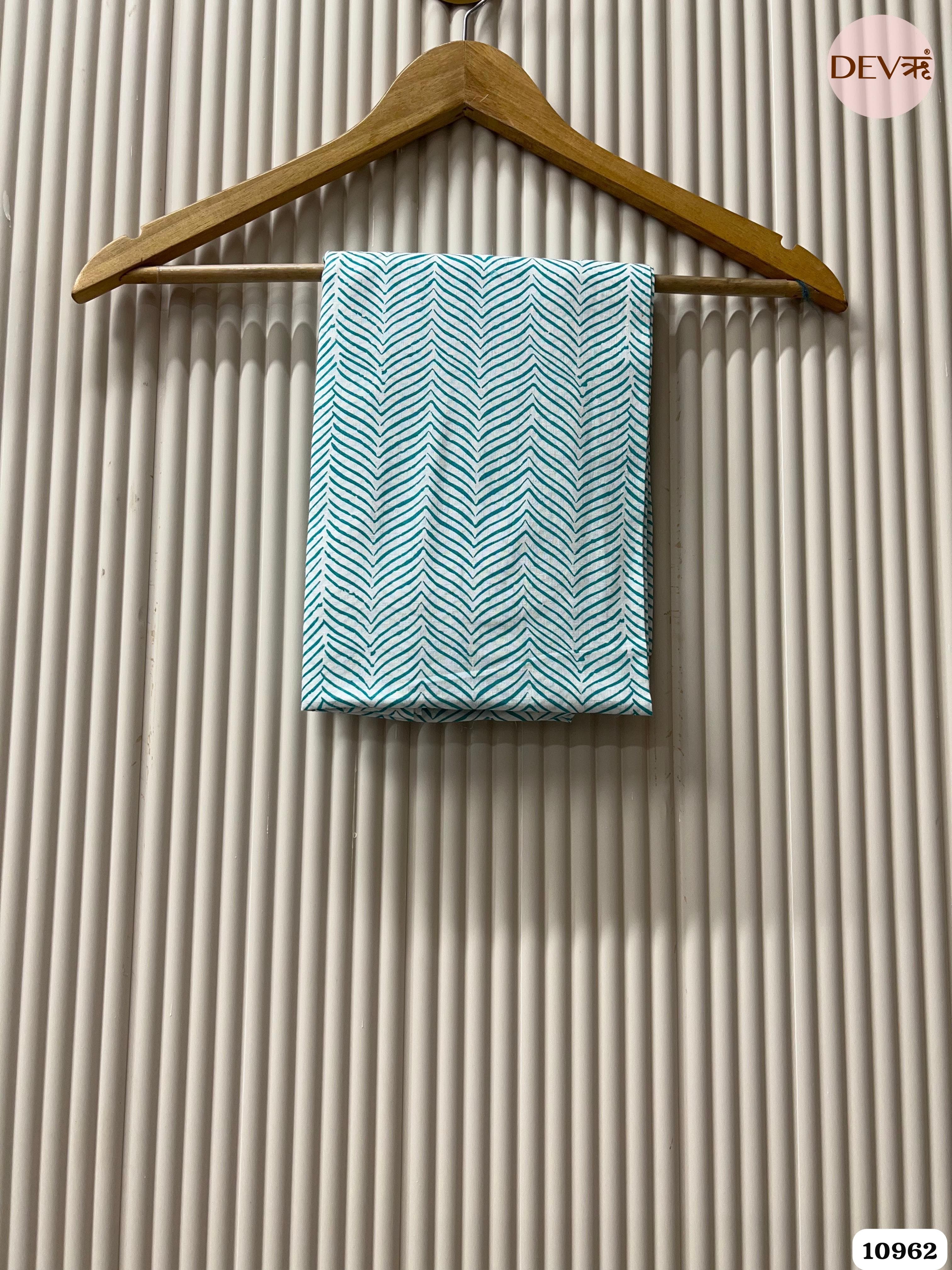 Blue Cotton Unstitched Embroidered -Set Of 3 {10855}