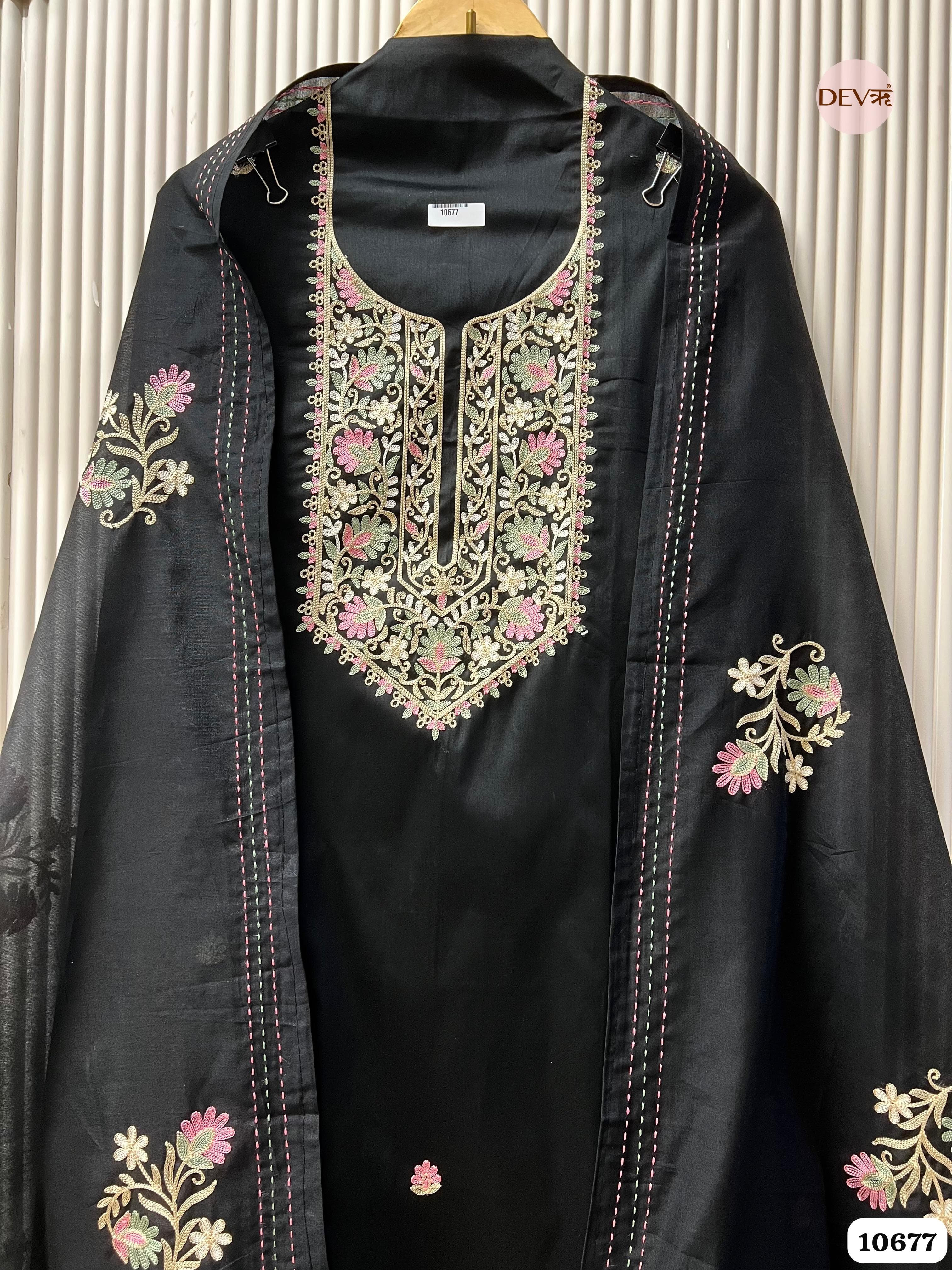 Black Jam Cotton Unstitched Embroidered -Set Of 3