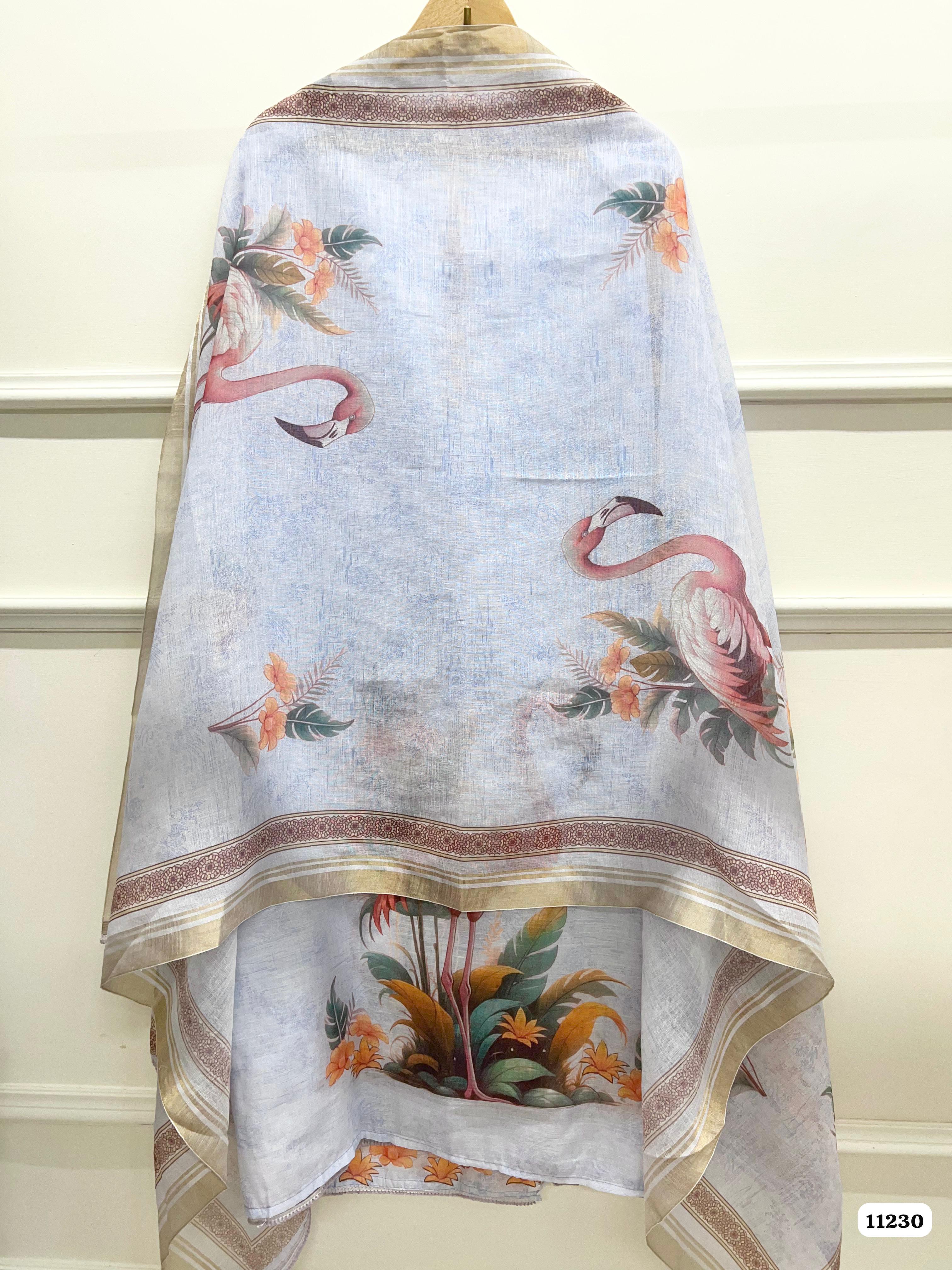 Sky Blue Unstitched Printed Embroidered -Set Of 3 {11230}