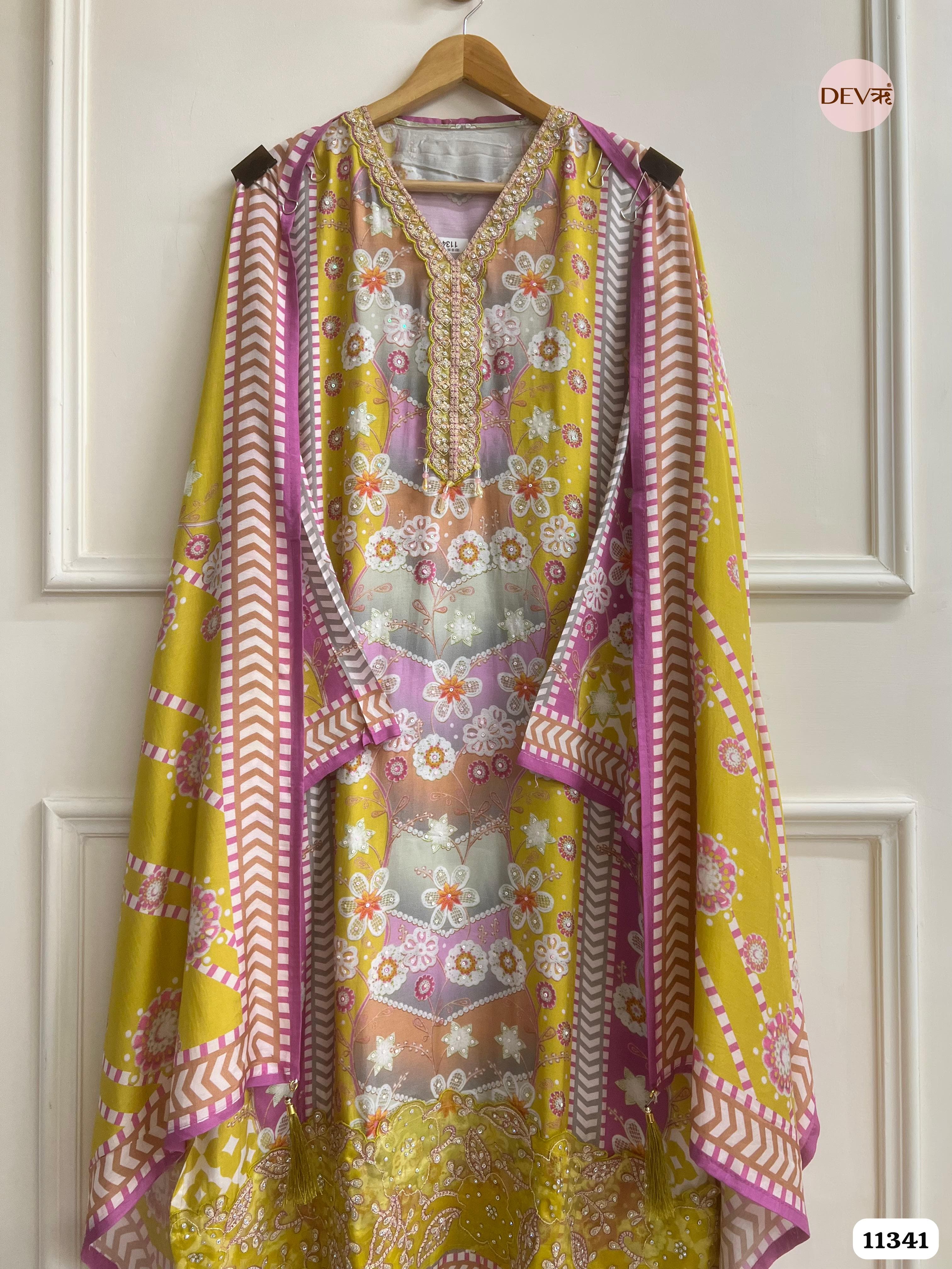 Multi Colour Muslin Semi Stitched Hand Embroidered -Set Of 3