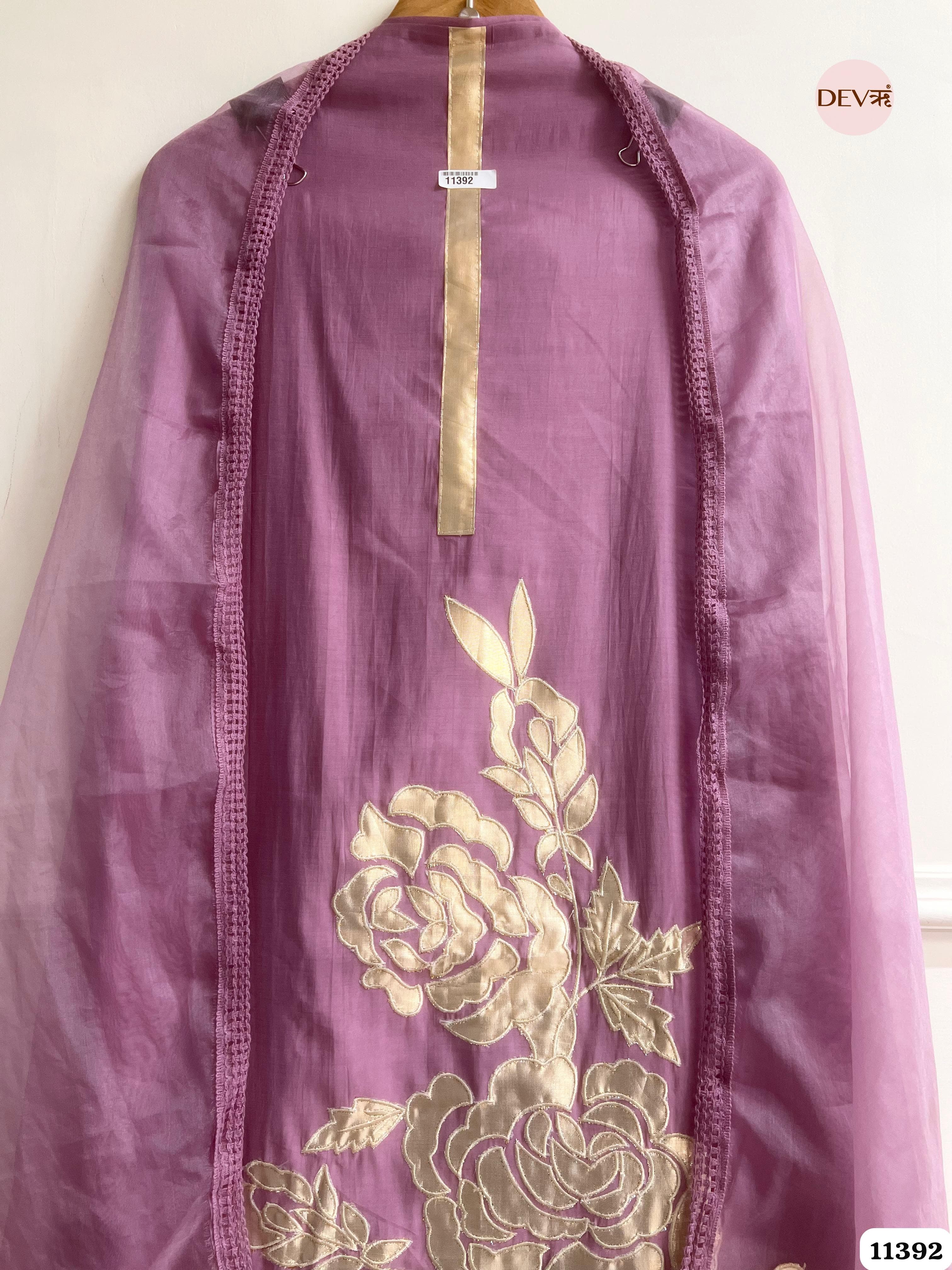 Purple Modal Silk Unstitched Embroidered -Set Of 3