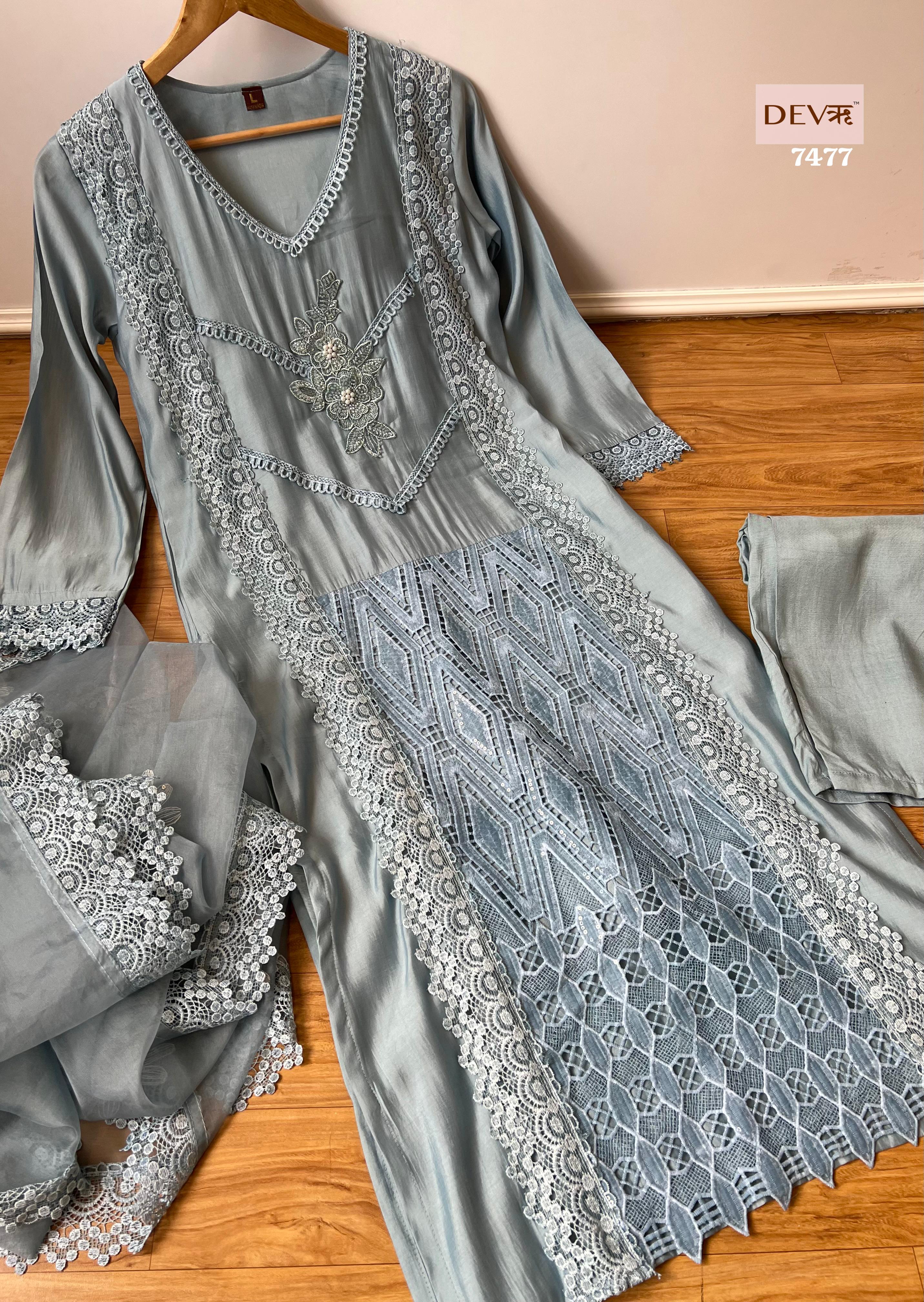 Powder blue laces Suit Set {7477}