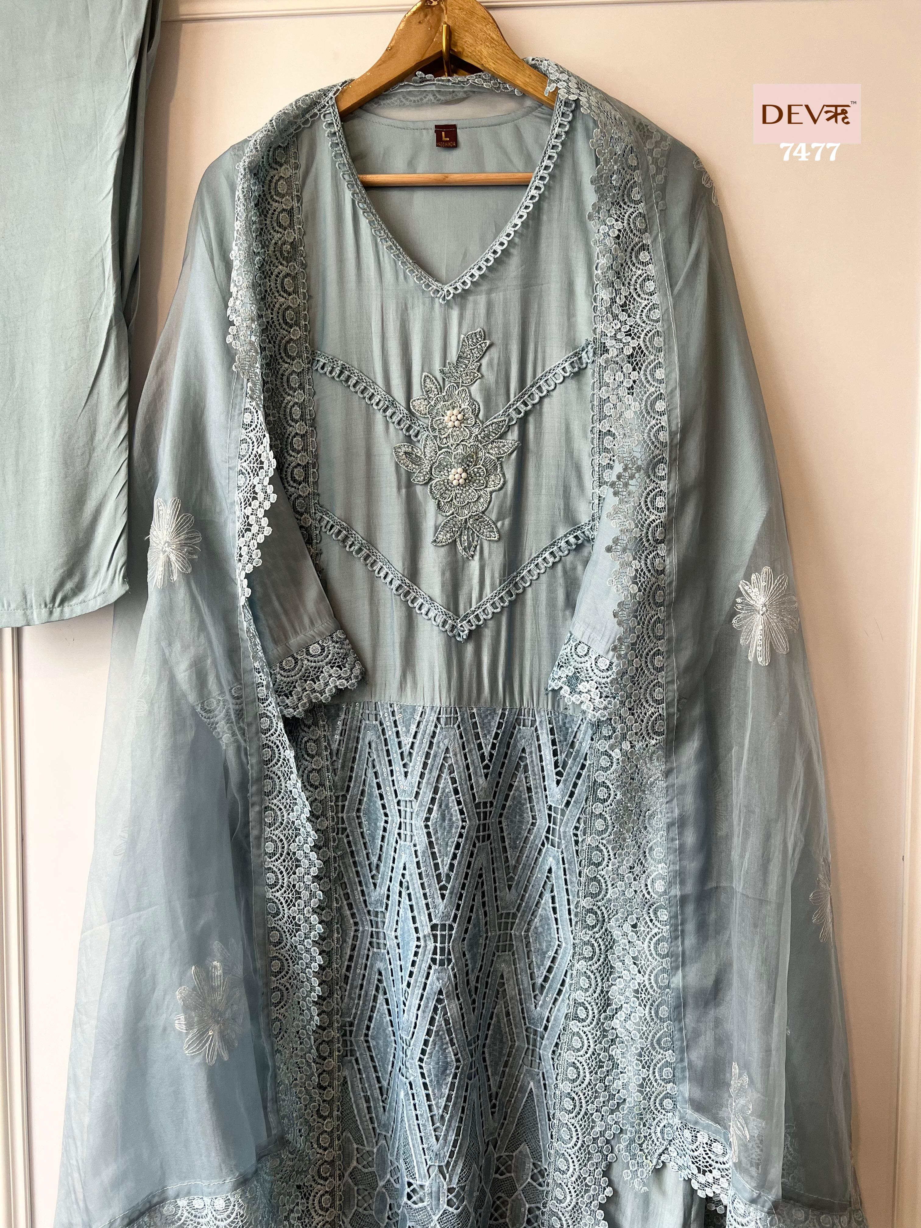 Powder blue laces Suit Set {7477}