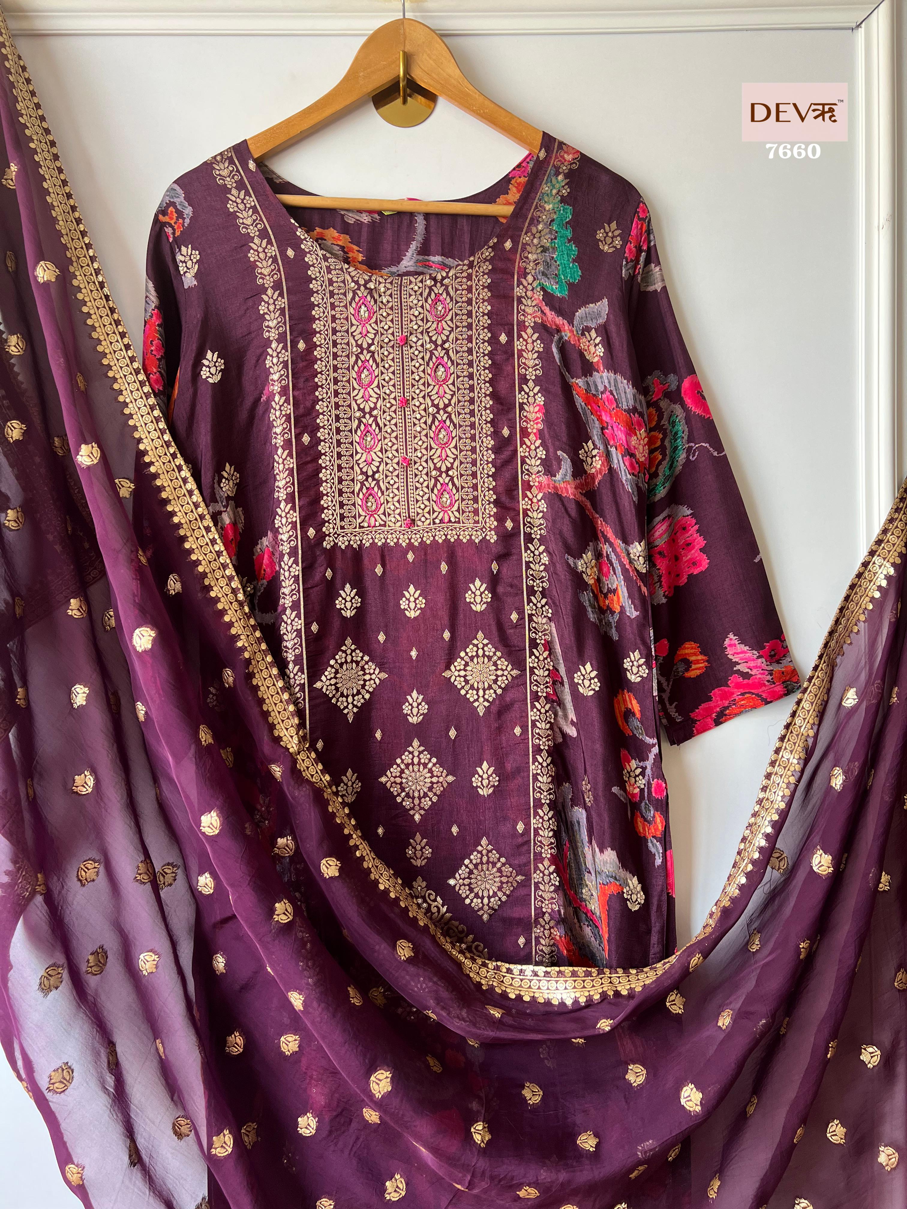 Purple Silk Suit Set {7660}