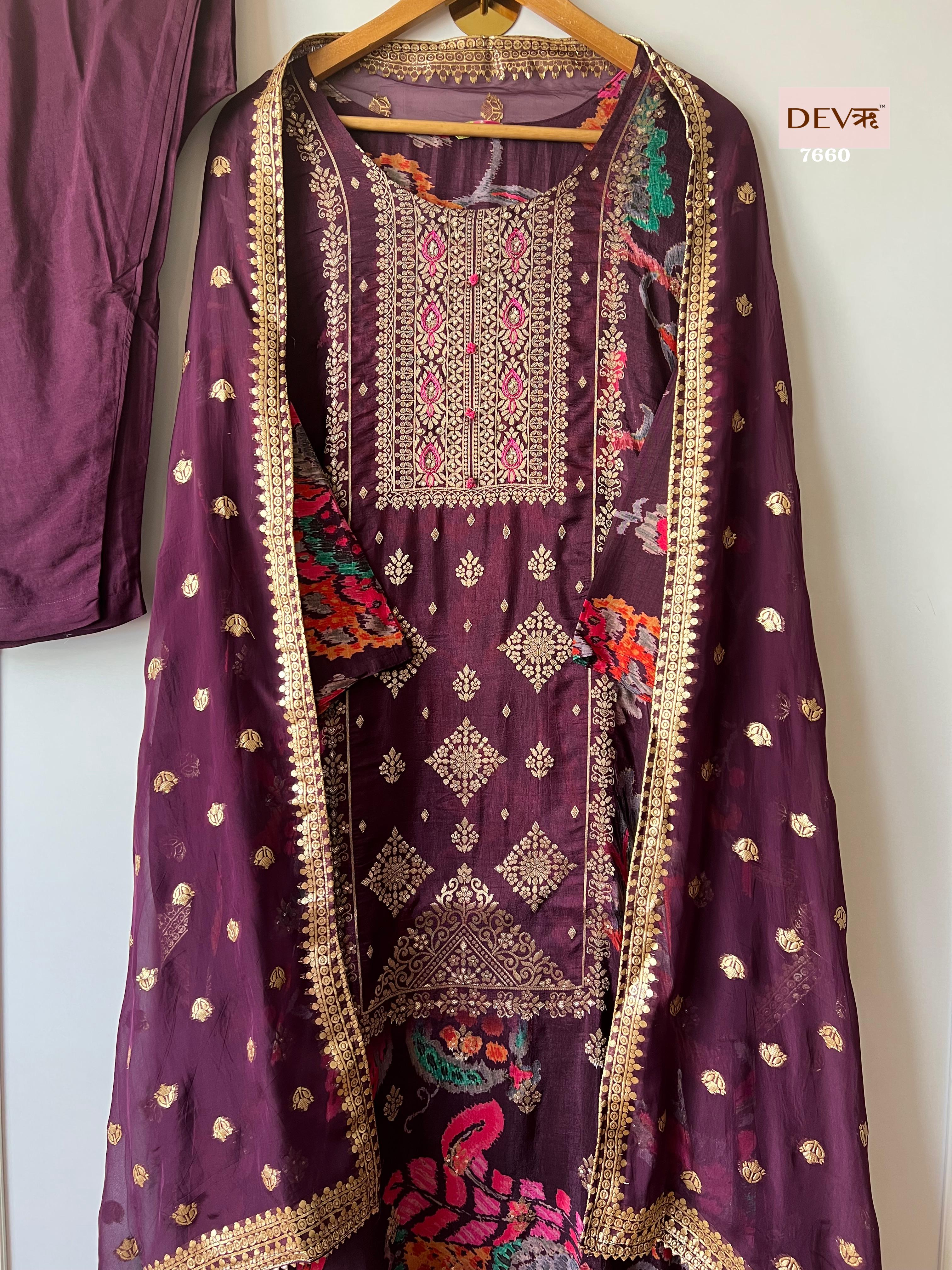 Purple Silk Suit Set {7660}