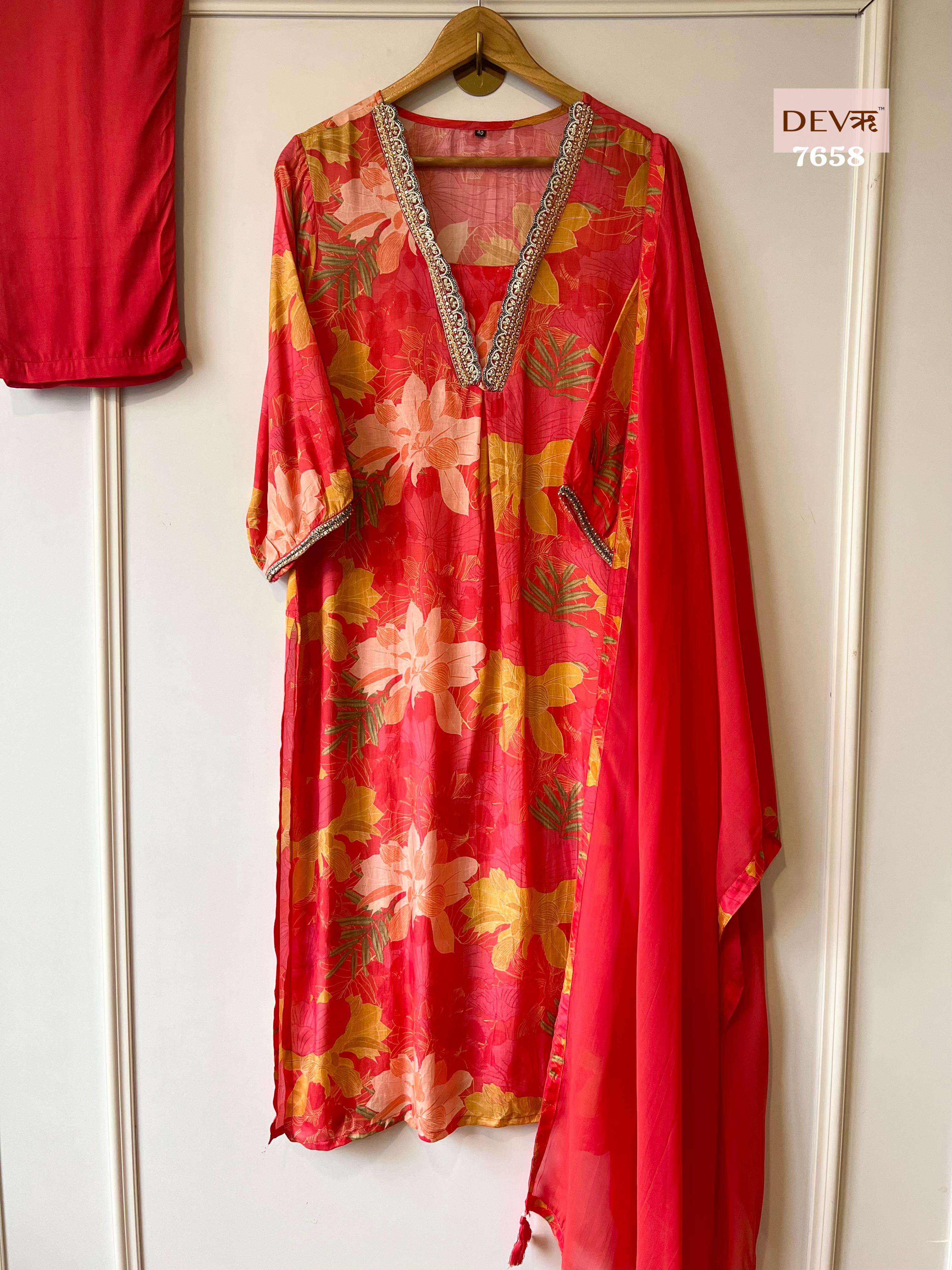 Pink V neckLINE Muslin Suit Set