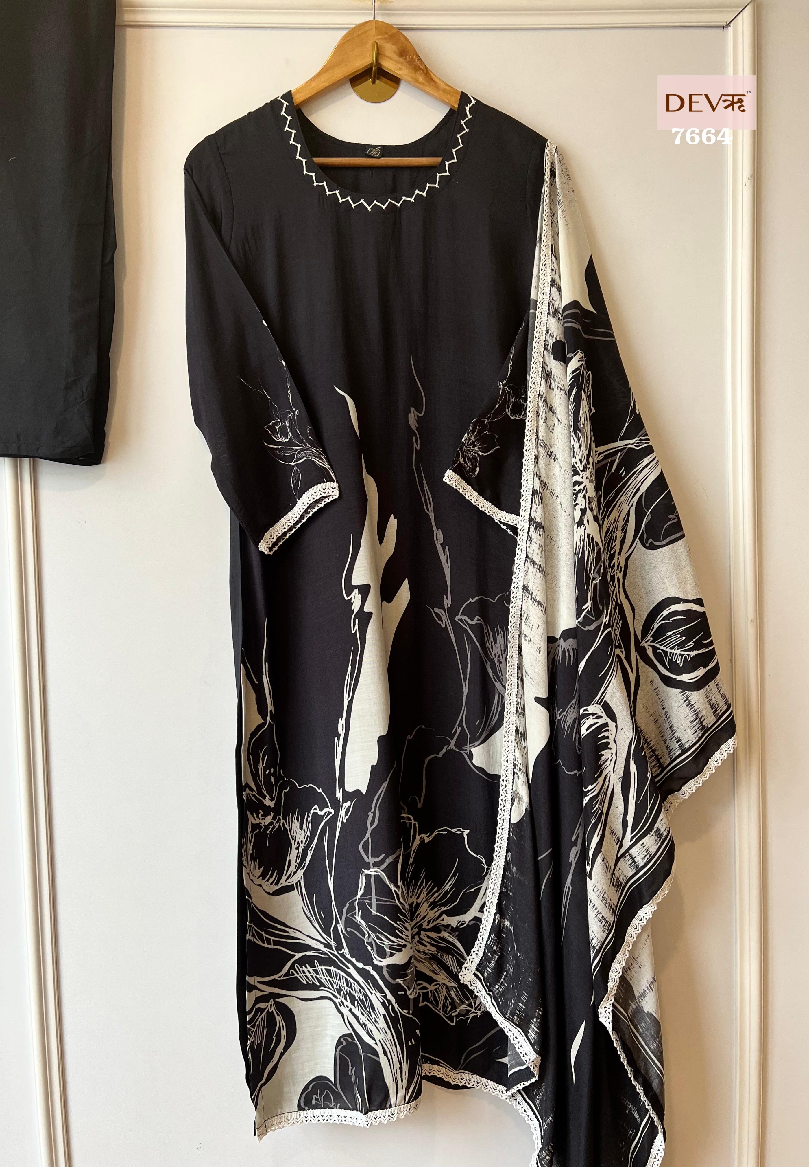 Black and white muslin Suit Set