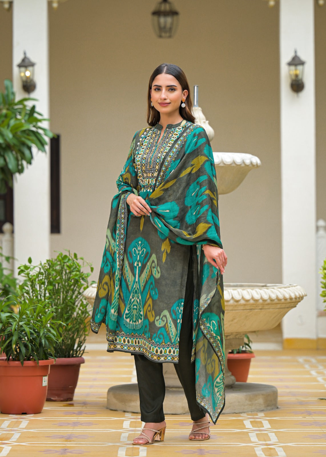 Emerald Ikat Motif 3-Piece Set {1006}