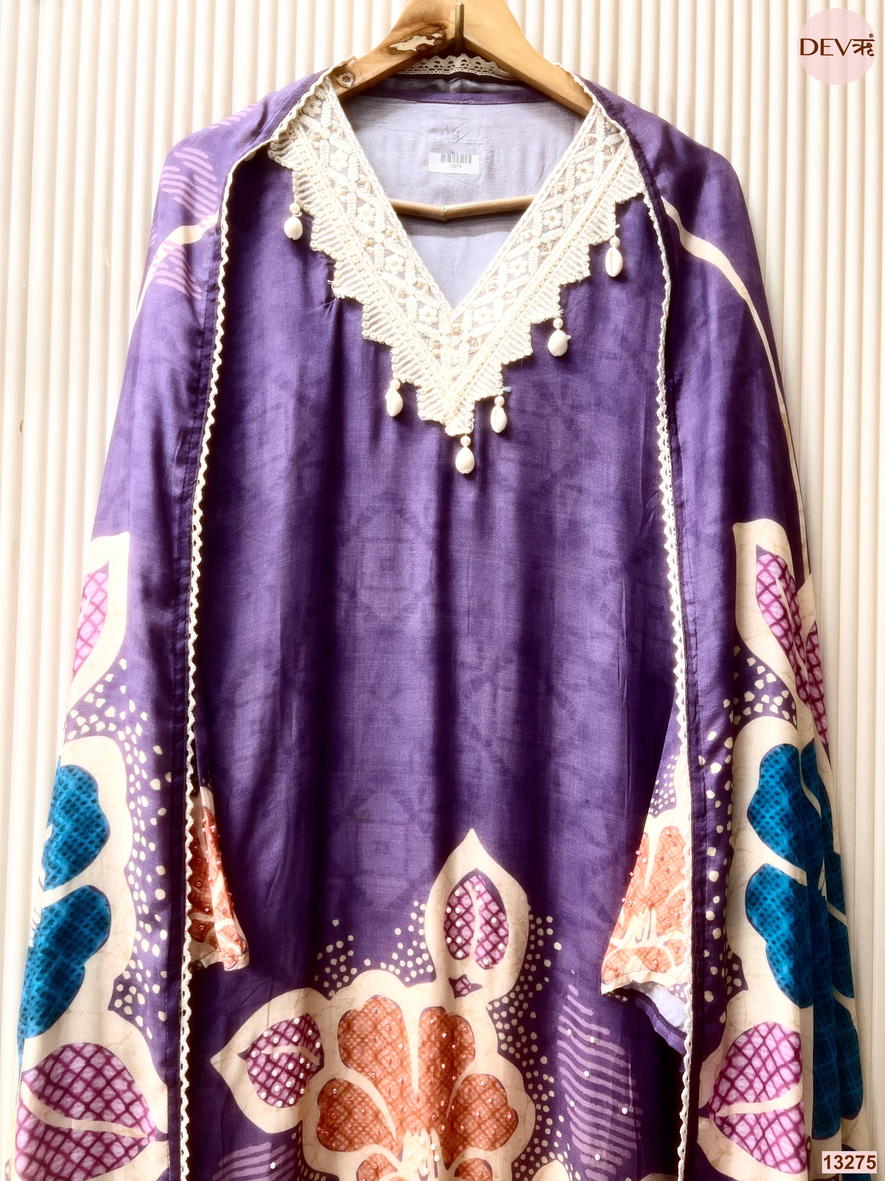 Purple Muslin Printed Unstitched 3-Piece Suit (Devri – D.No 13275)