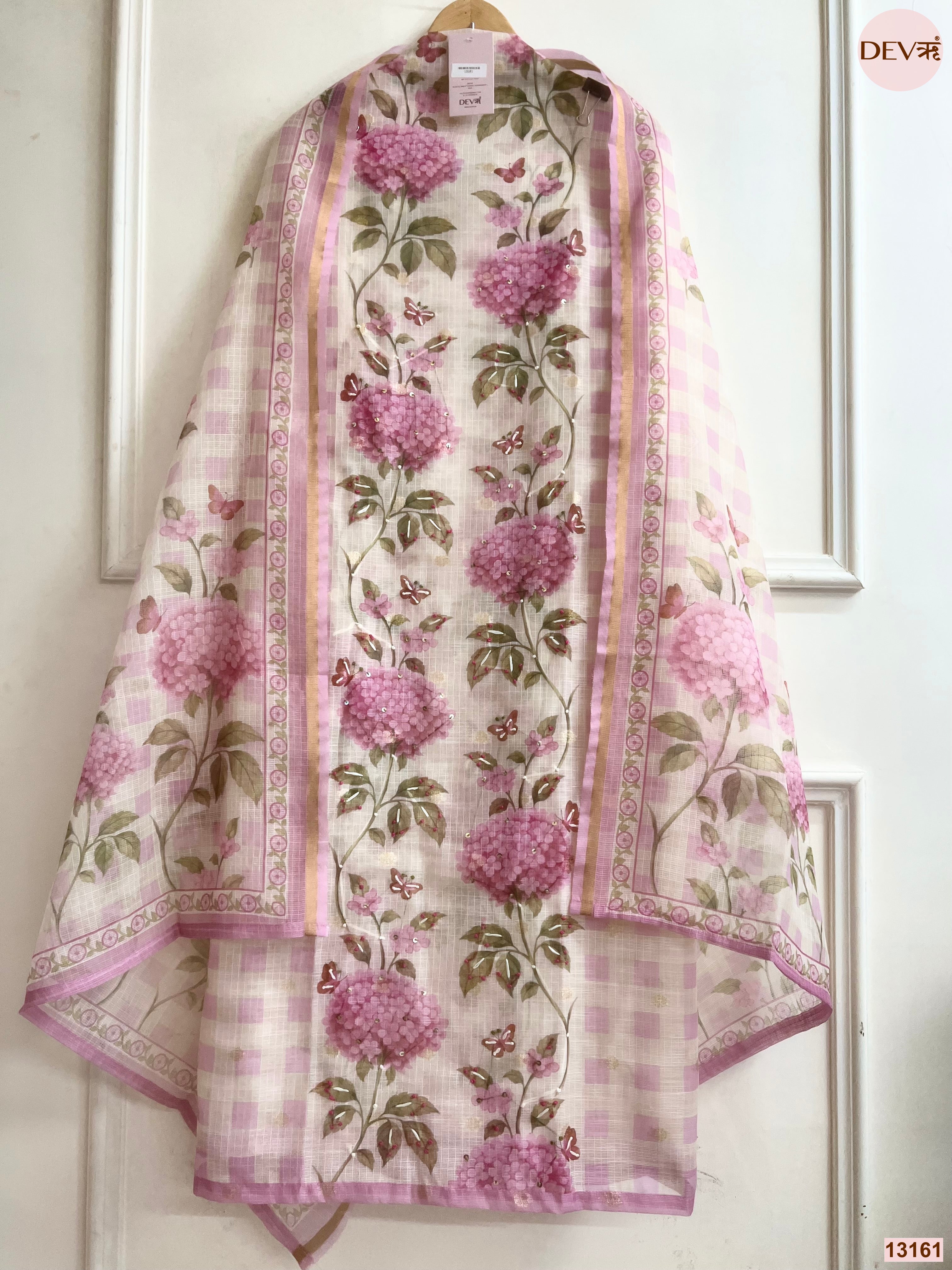 Pink Kota Printed Unstitched 3-Piece Suit (Devri – D.No 13161)