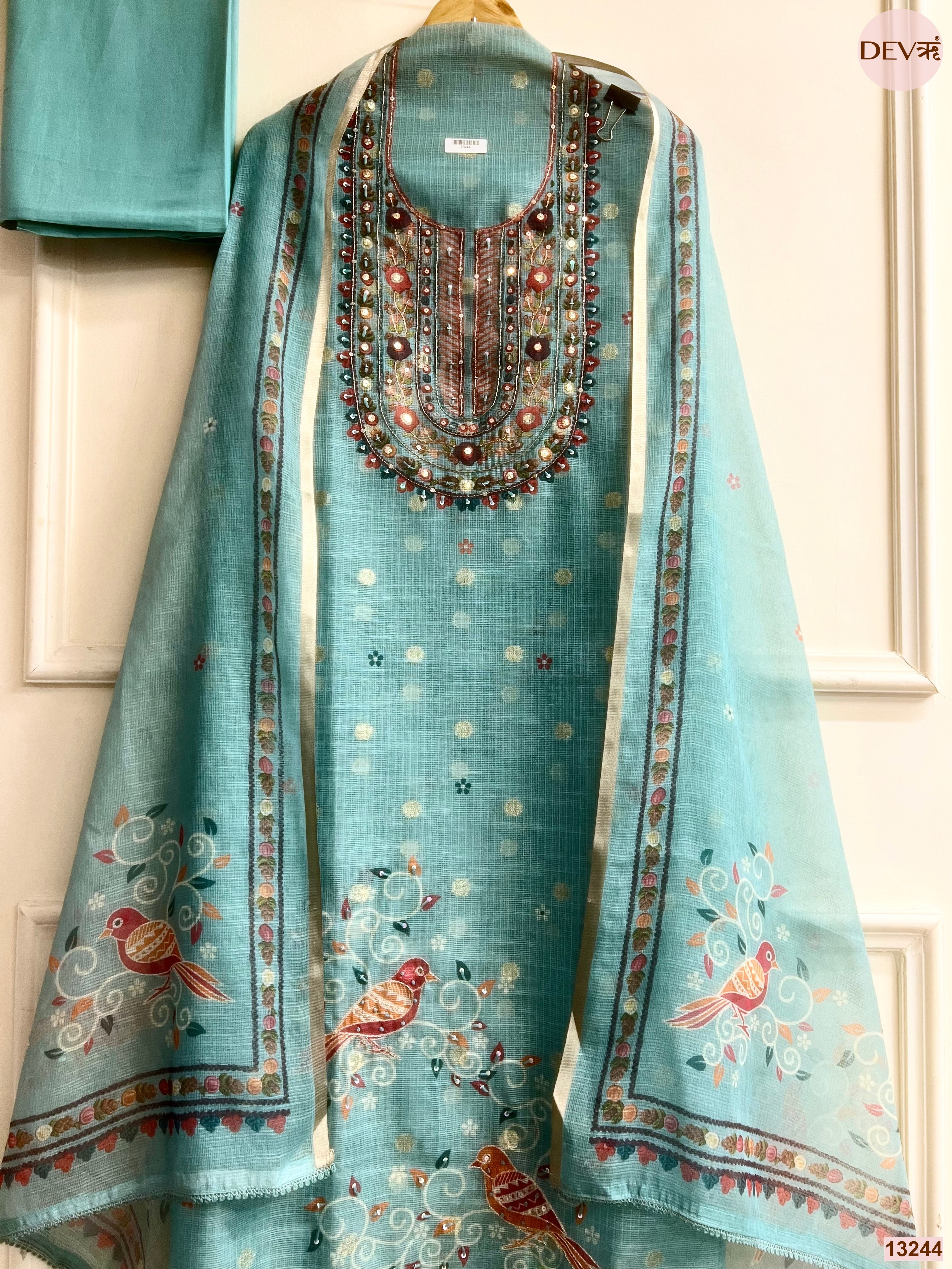 Blue Kota Printed Unstitched 3-Piece Suit (Devri – D.No 13244)