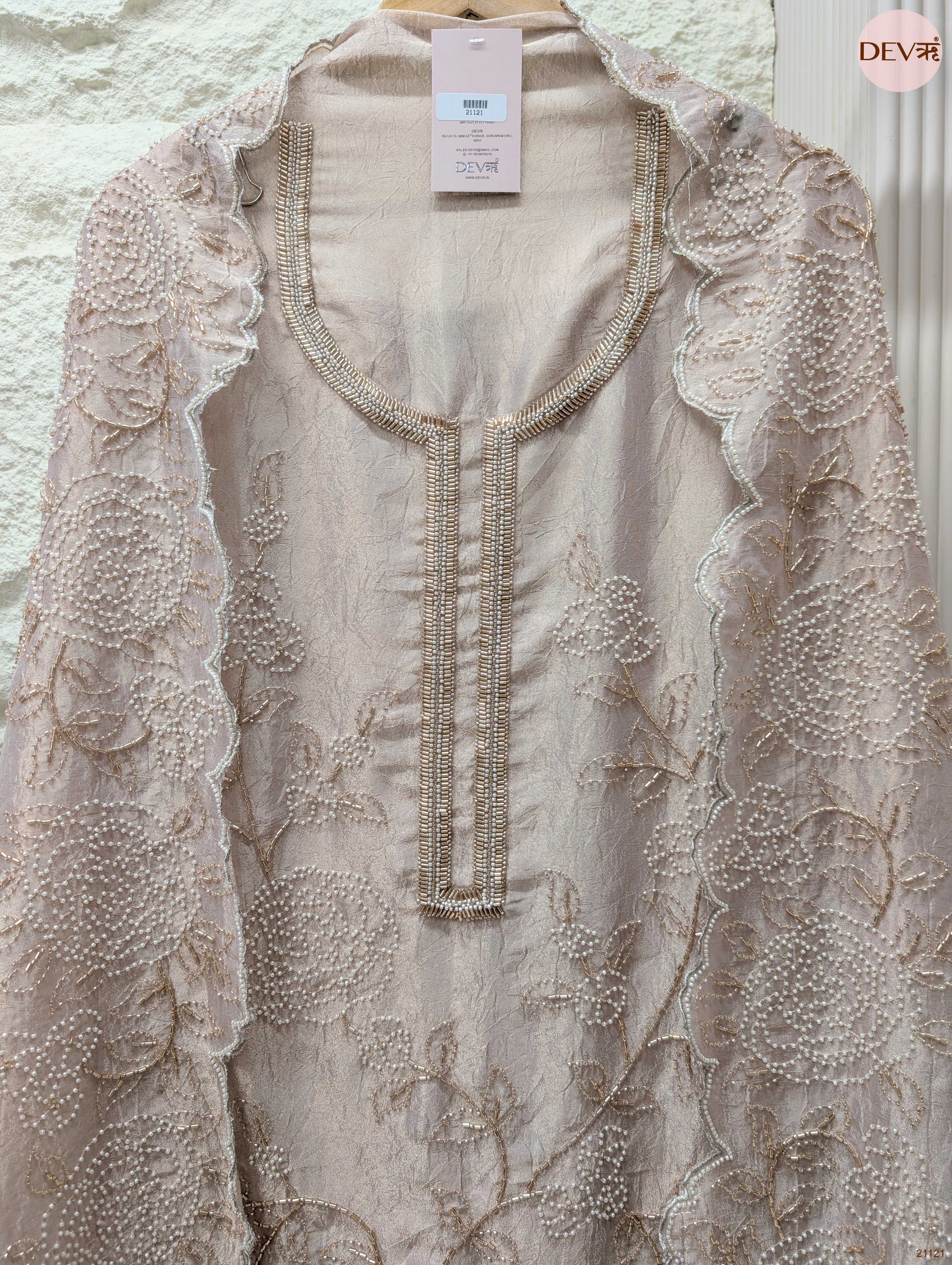 Blush Pure Tissue Crush Silk Embroidered Unstitched 3-Piece Suit (Devri – D.No 21121)