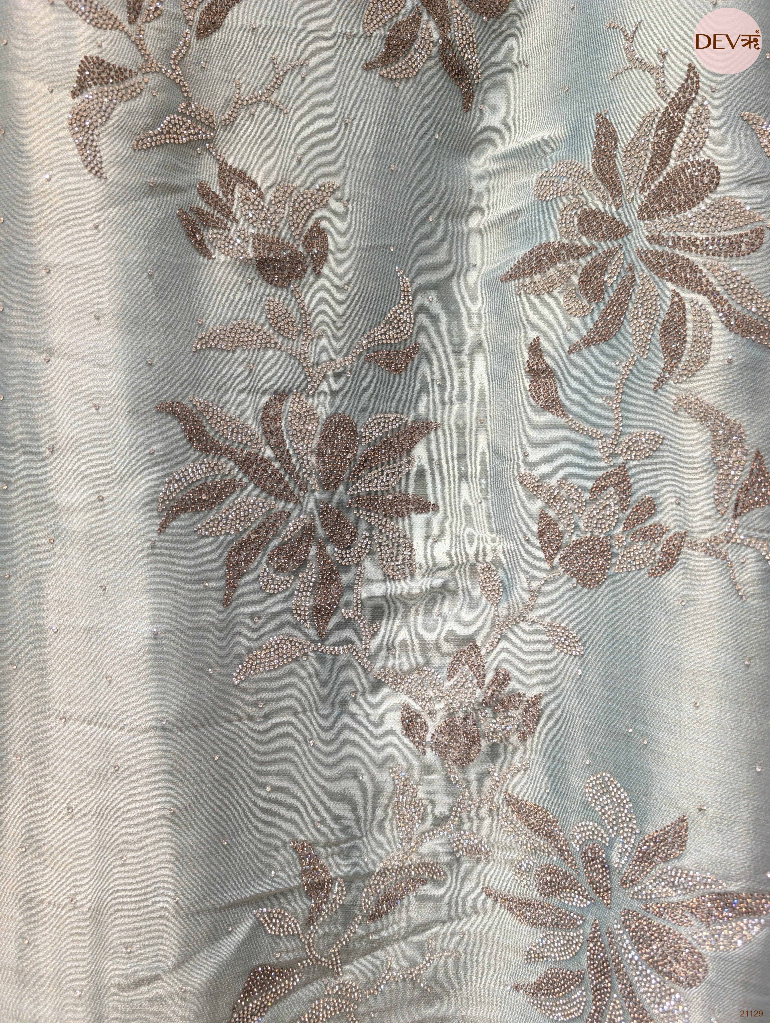 Blue Pure Giraffe Silk Embroidered Unstitched 3-Piece Suit (Devri – D.No 21129)