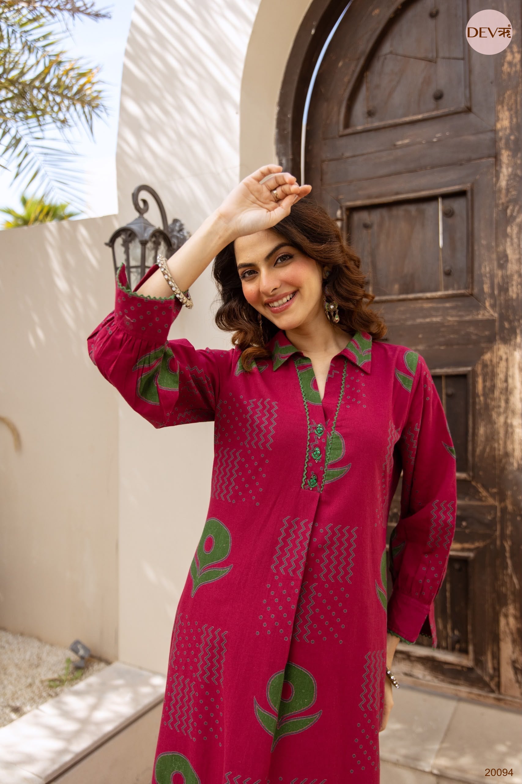 Gulnaar Cotton flex Printed Magenta 2-Piece Set (Devri – D.No 20094)