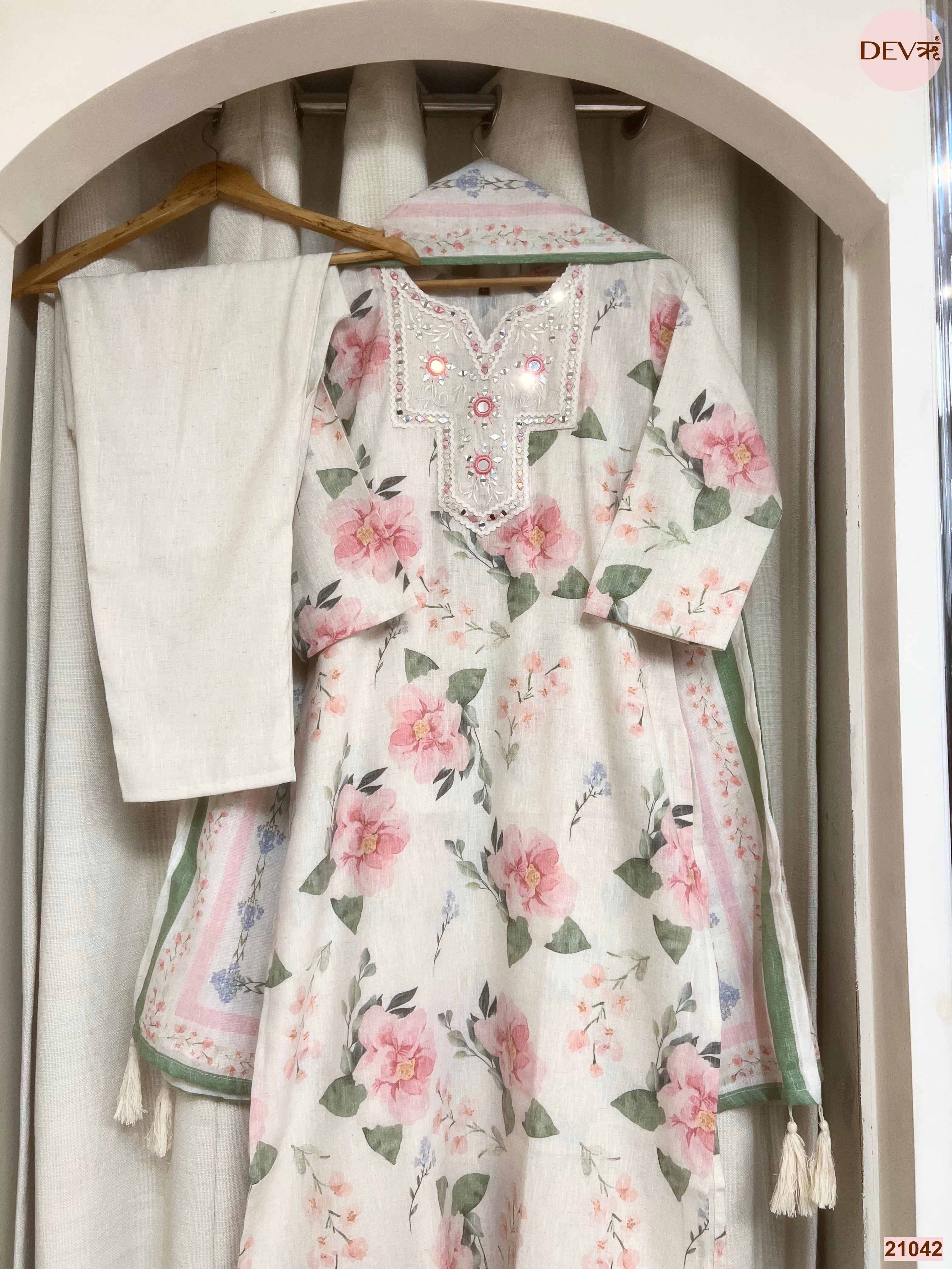 Gulnaar Pure Cotton Printed Off White 3-Piece Set (Devri – D.No 21042)