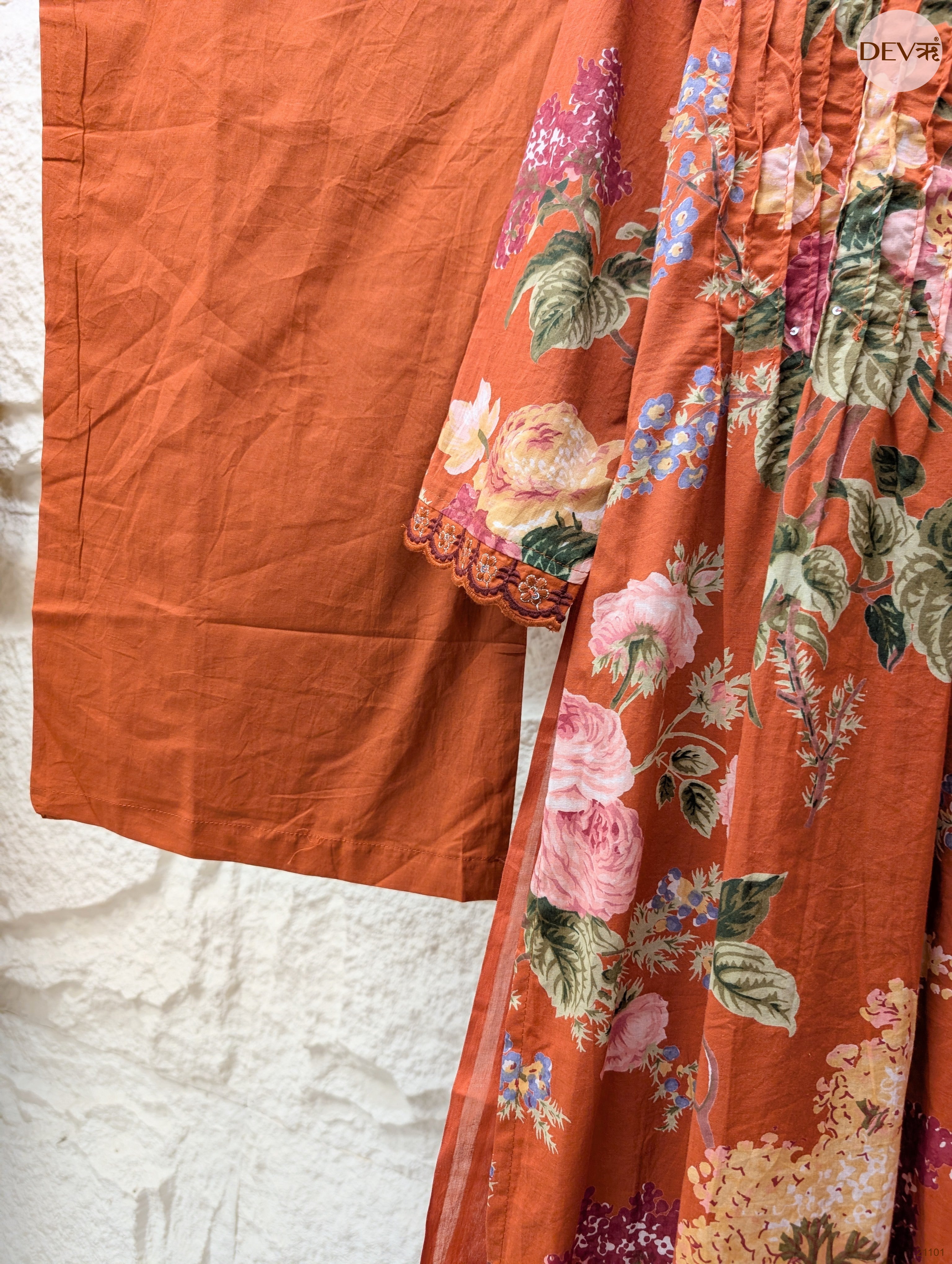 Gulraaz Pure Cotton Printed Rust 3-Piece Set (Devri – D.No 21101)