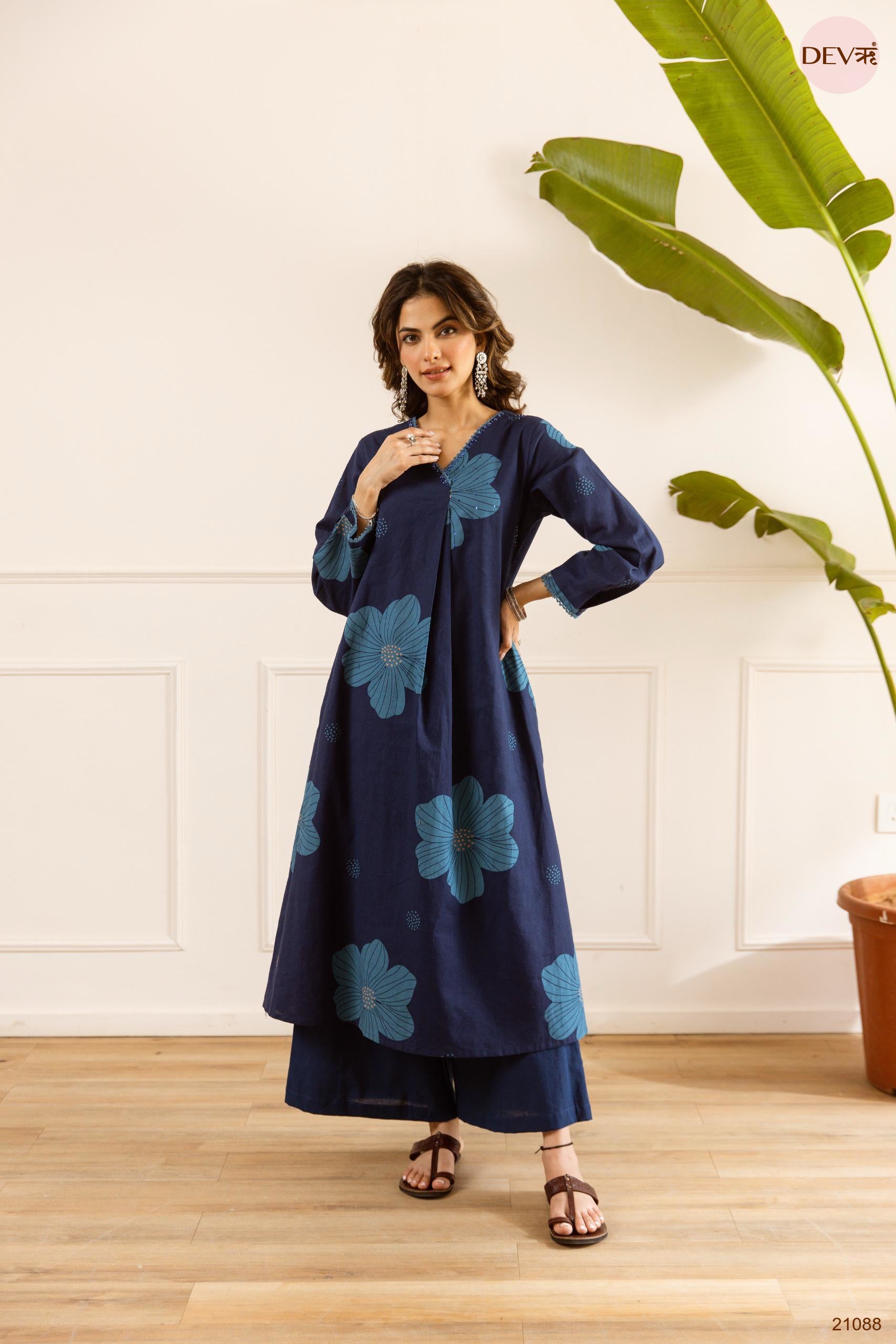Neelambara Cotton flex Printed Navy Blue 2-Piece Set (Devri – D.No 21088)