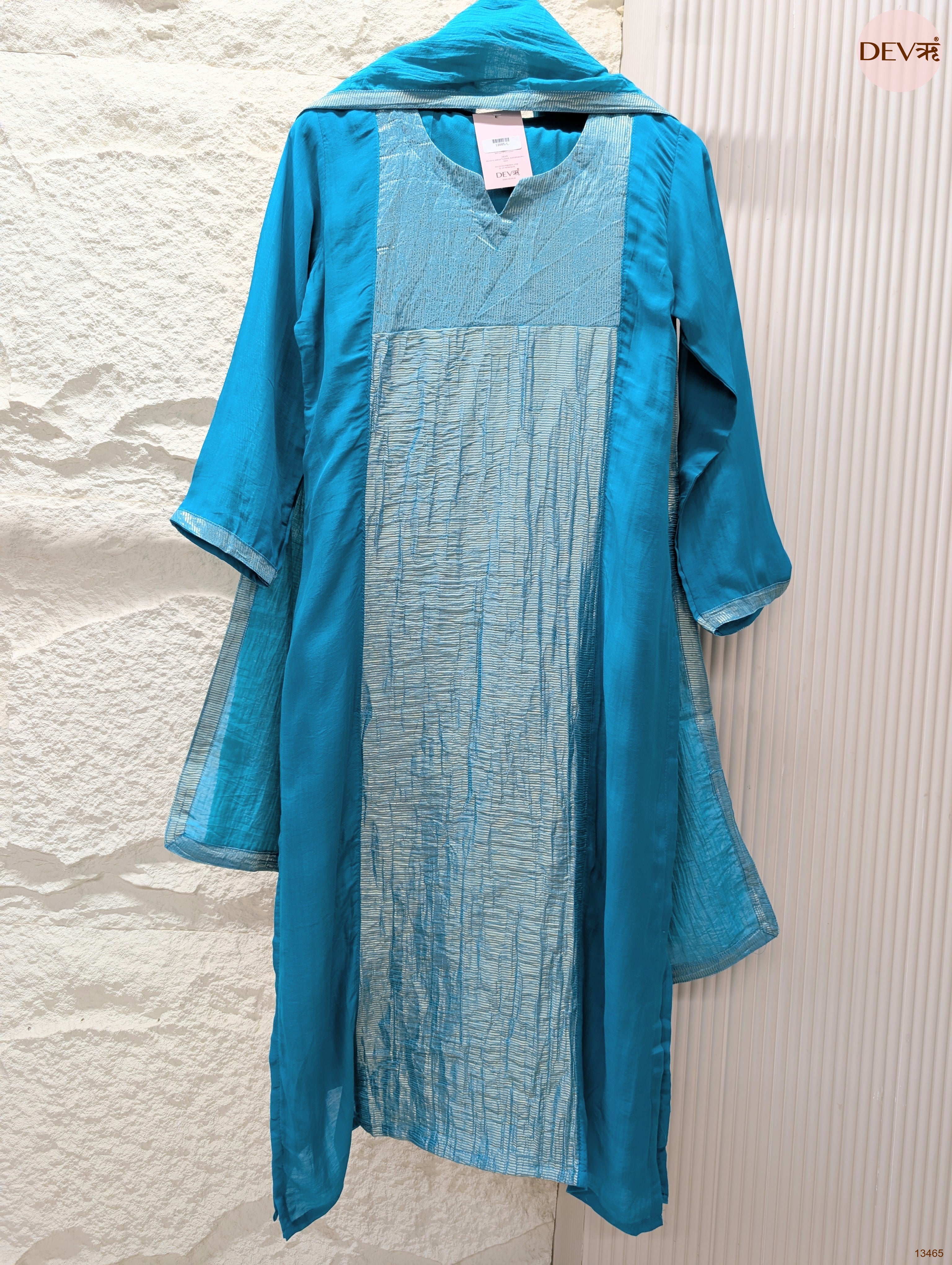 Neelambara Mul Chanderi Embroidered Blue 3-Piece Set (Devri – D.No 13465)