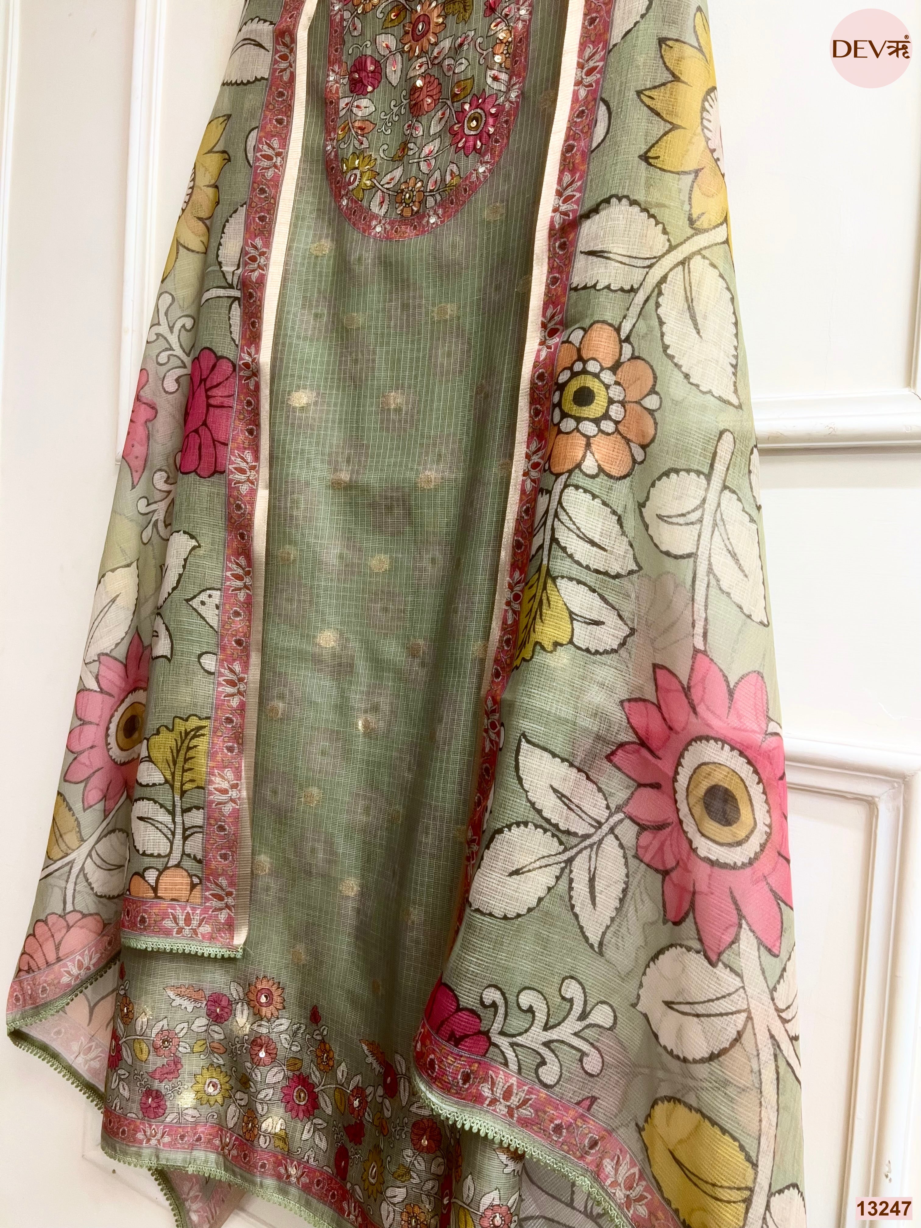 Sage Kota printed Unstitched 3-Piece Suit (Devri – D.No 13247)