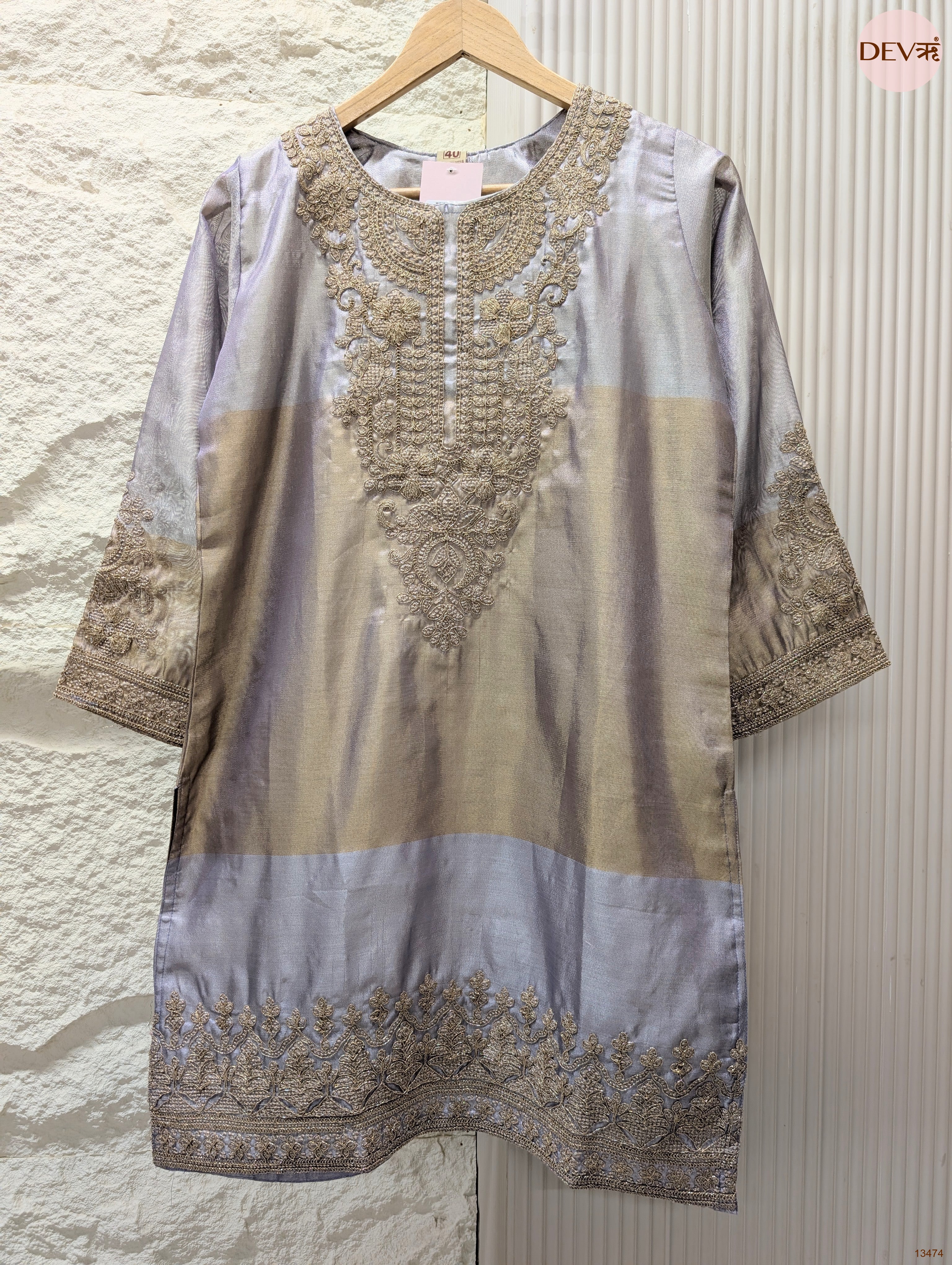 Meher Tissue silk Embroidered Lavender 2-Piece Set (Devri – D.No 13474)