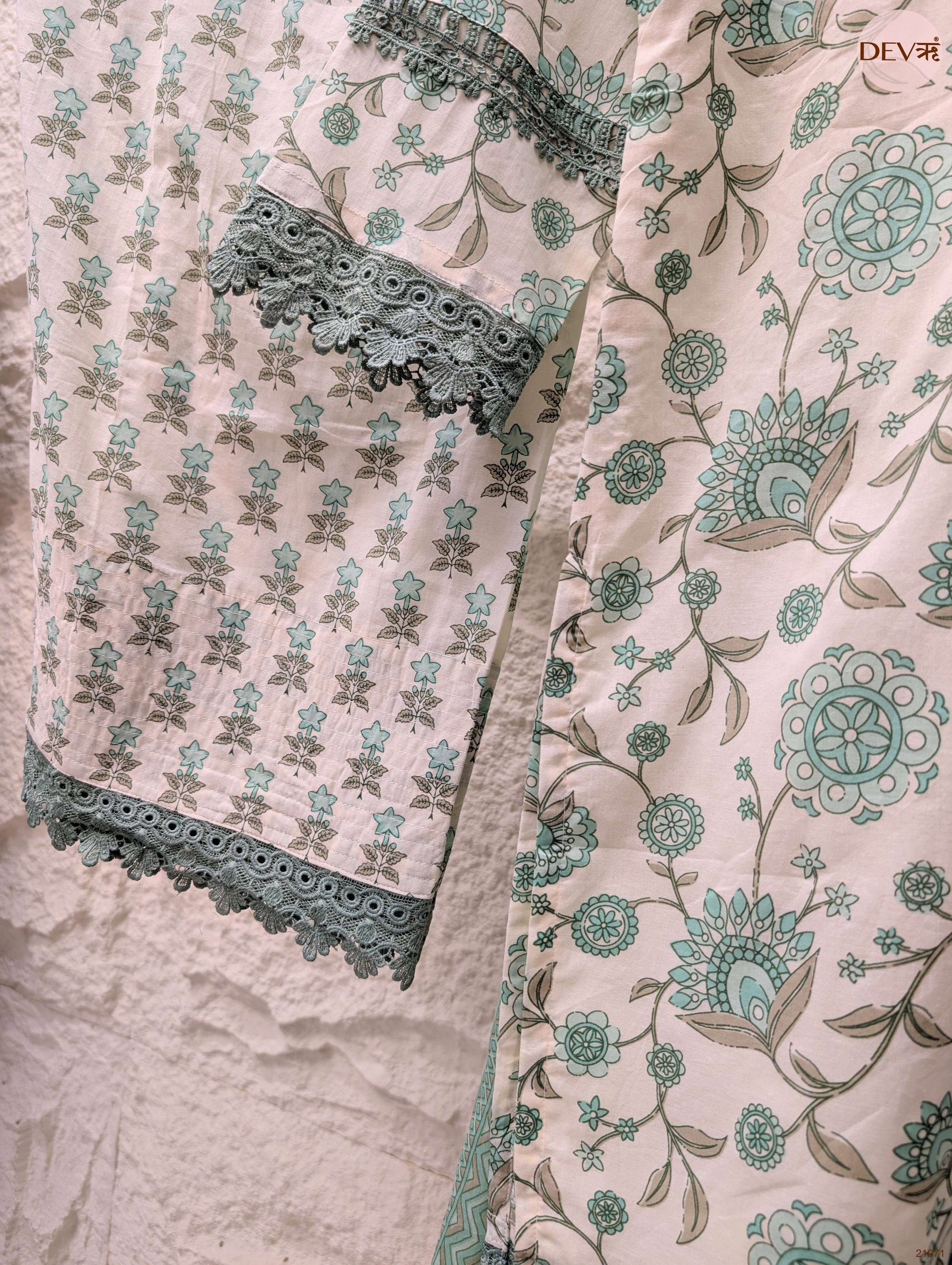 Gulnaar Pure Cotton Printed Mint Green 3-Piece Set (Devri – D.No 21071)