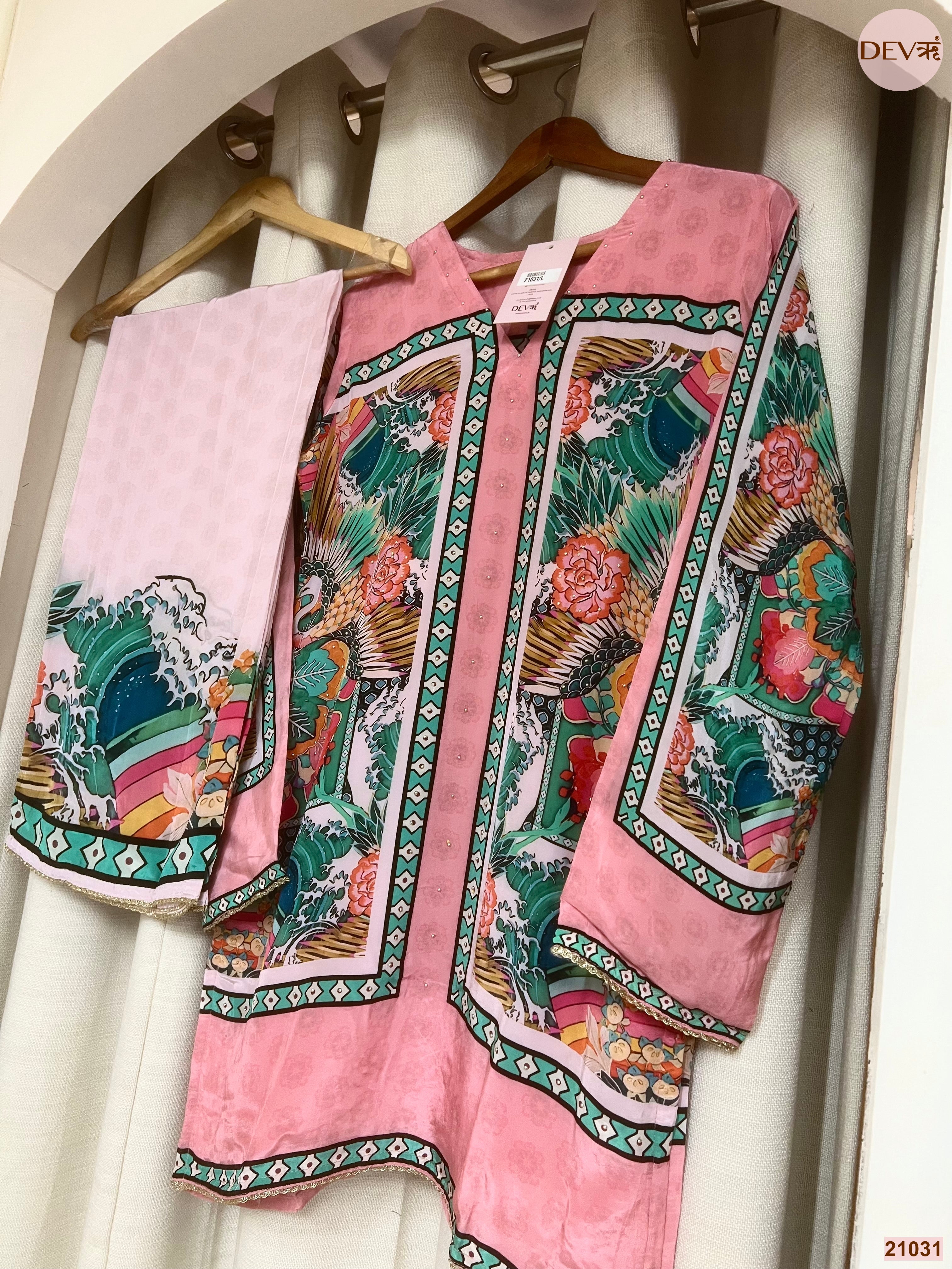 Gulnaar Crepe Printed Pink 2-Piece Set (Devri – D.No 21031)