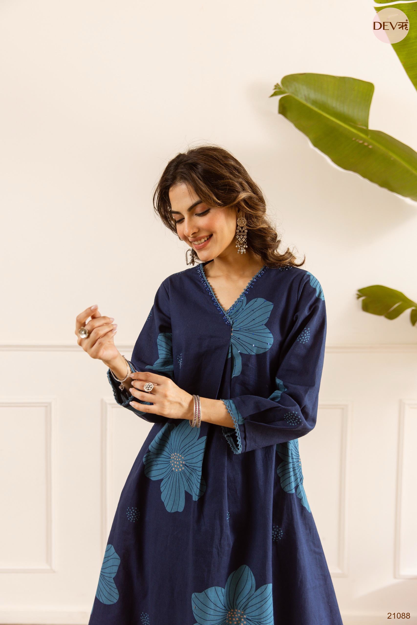 Neelambara Cotton flex Printed Navy Blue 2-Piece Set (Devri – D.No 21088)