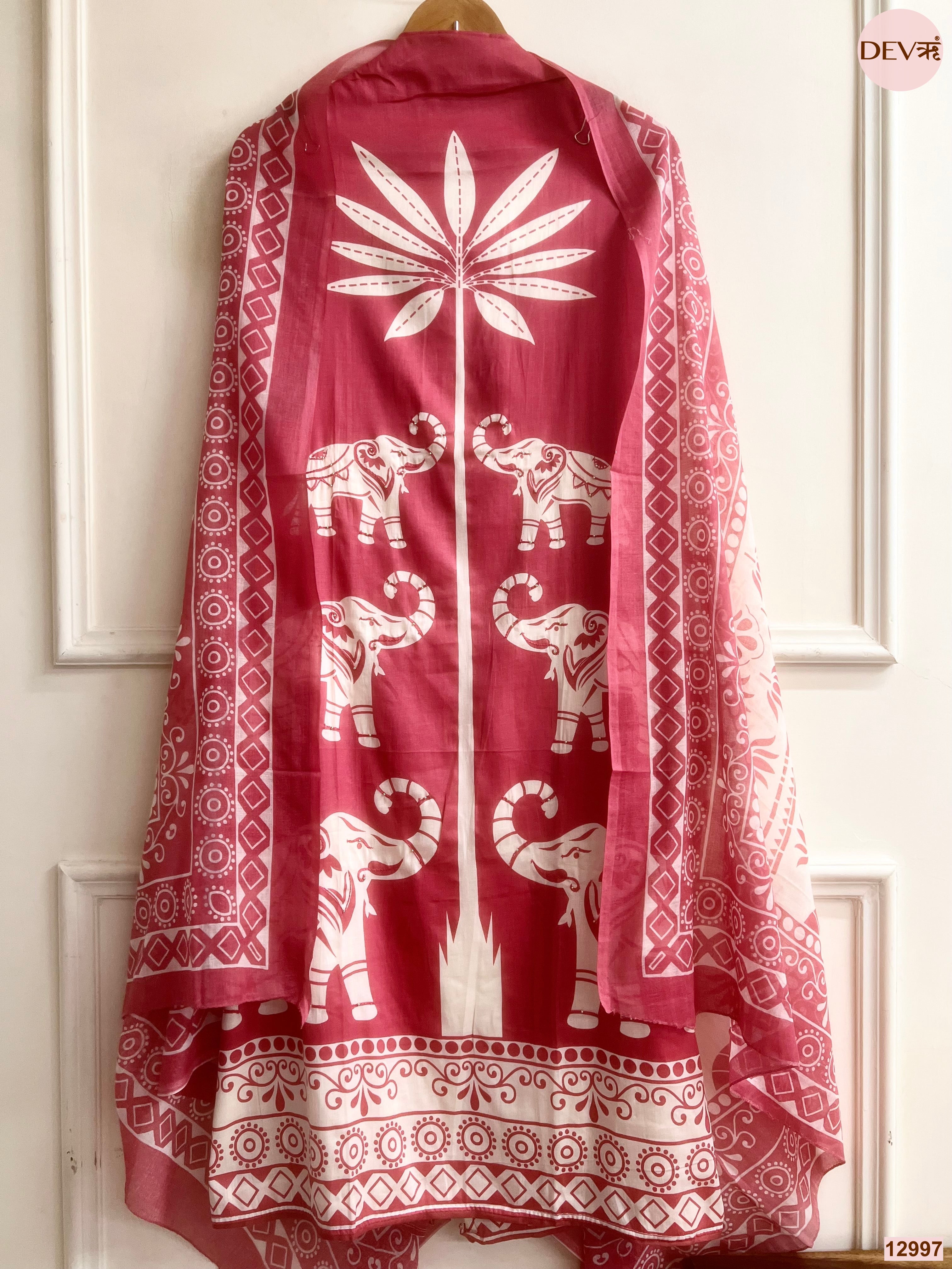 Pink Jam Cotton Printed Unstitched 3-Piece Suit (Devri – D.No 12997)