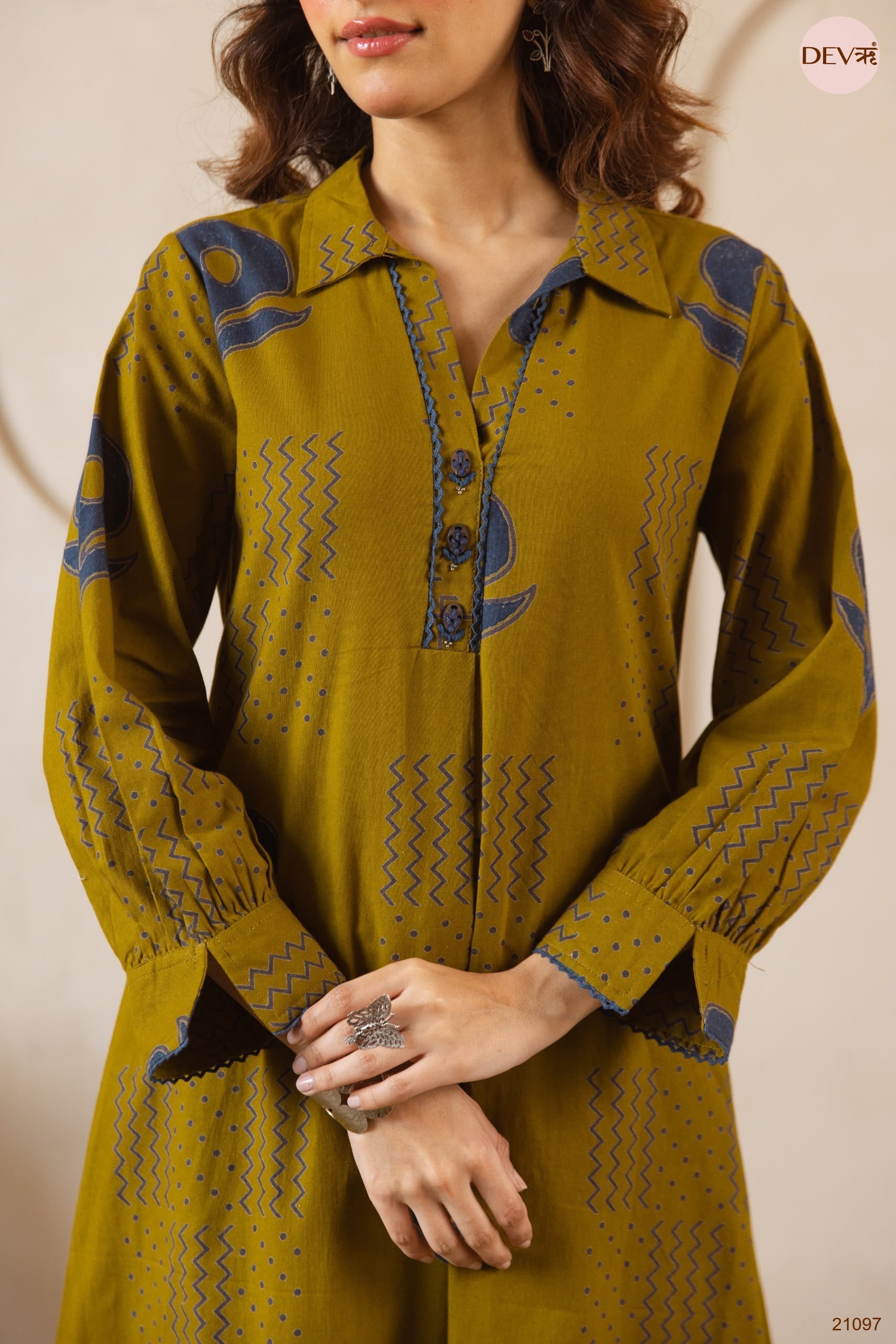 Vasanti Cotton flex Printed Olive 2-Piece Set (Devri – D.No 21097)