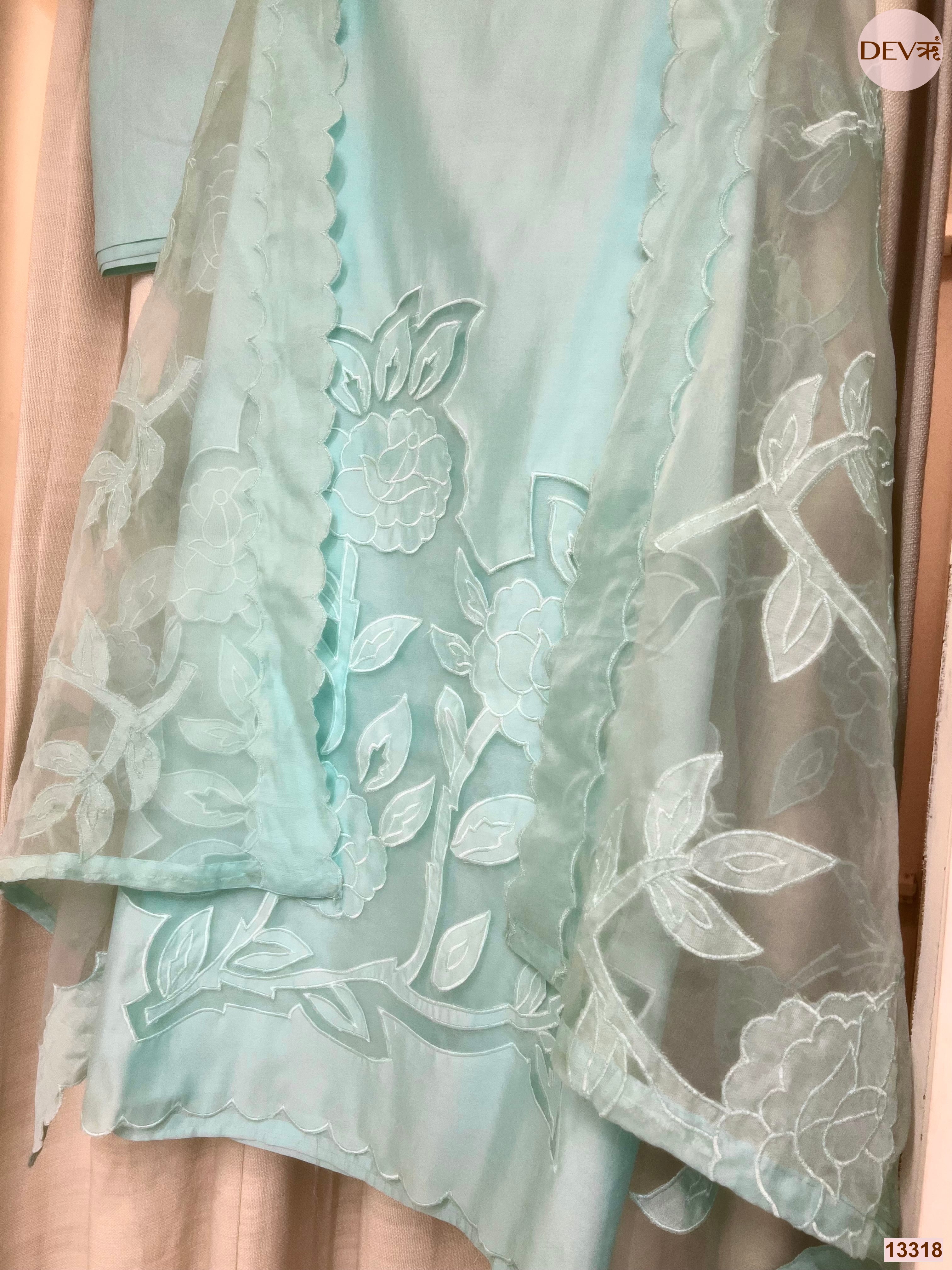 Aqua Embroidered Unstitched 3-Piece Suit (Devri – D.No 13318)