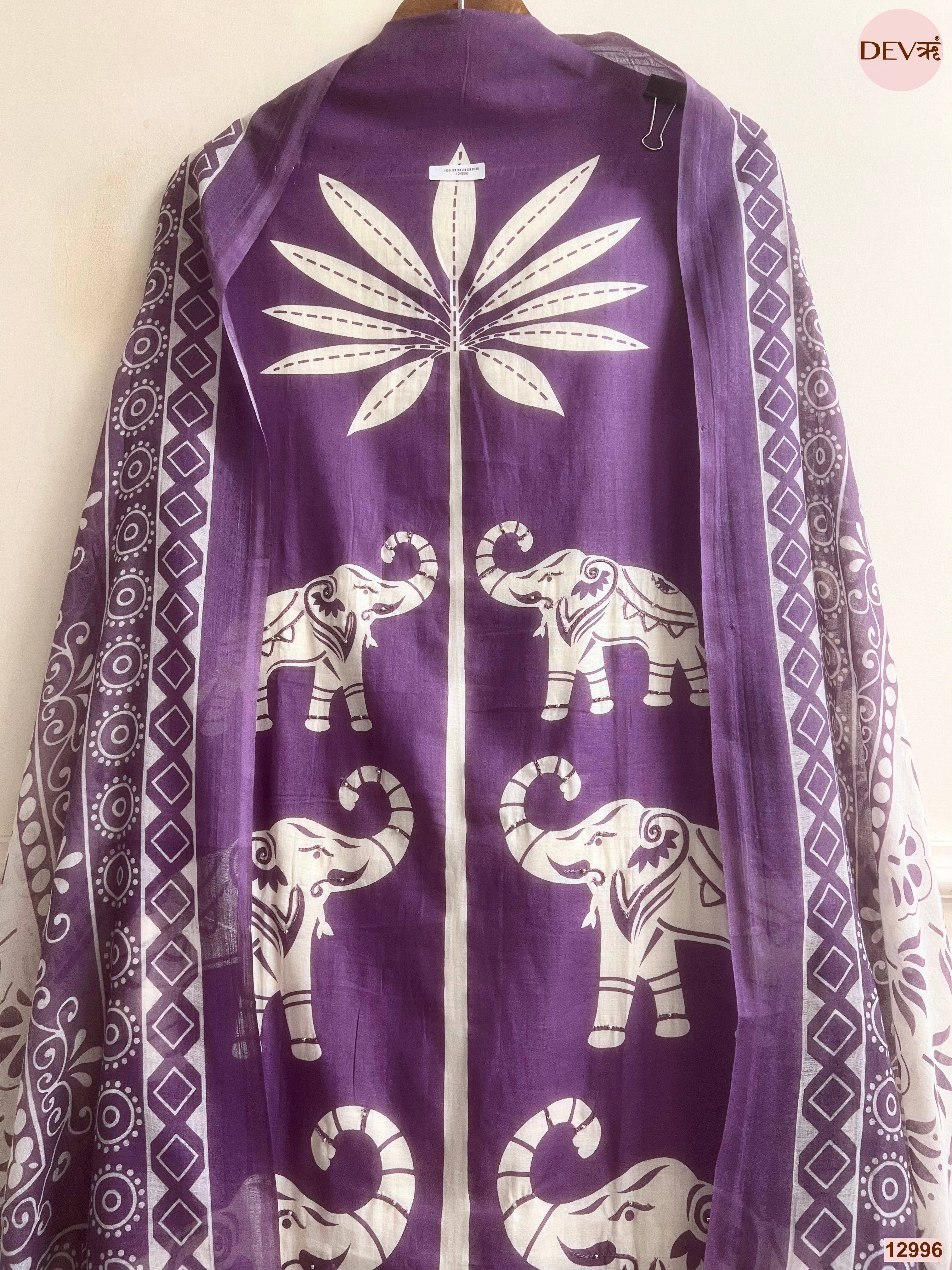Purple Jam Cotton Printed Unstitched 3-Piece Suit (Devri – D.No 12996)