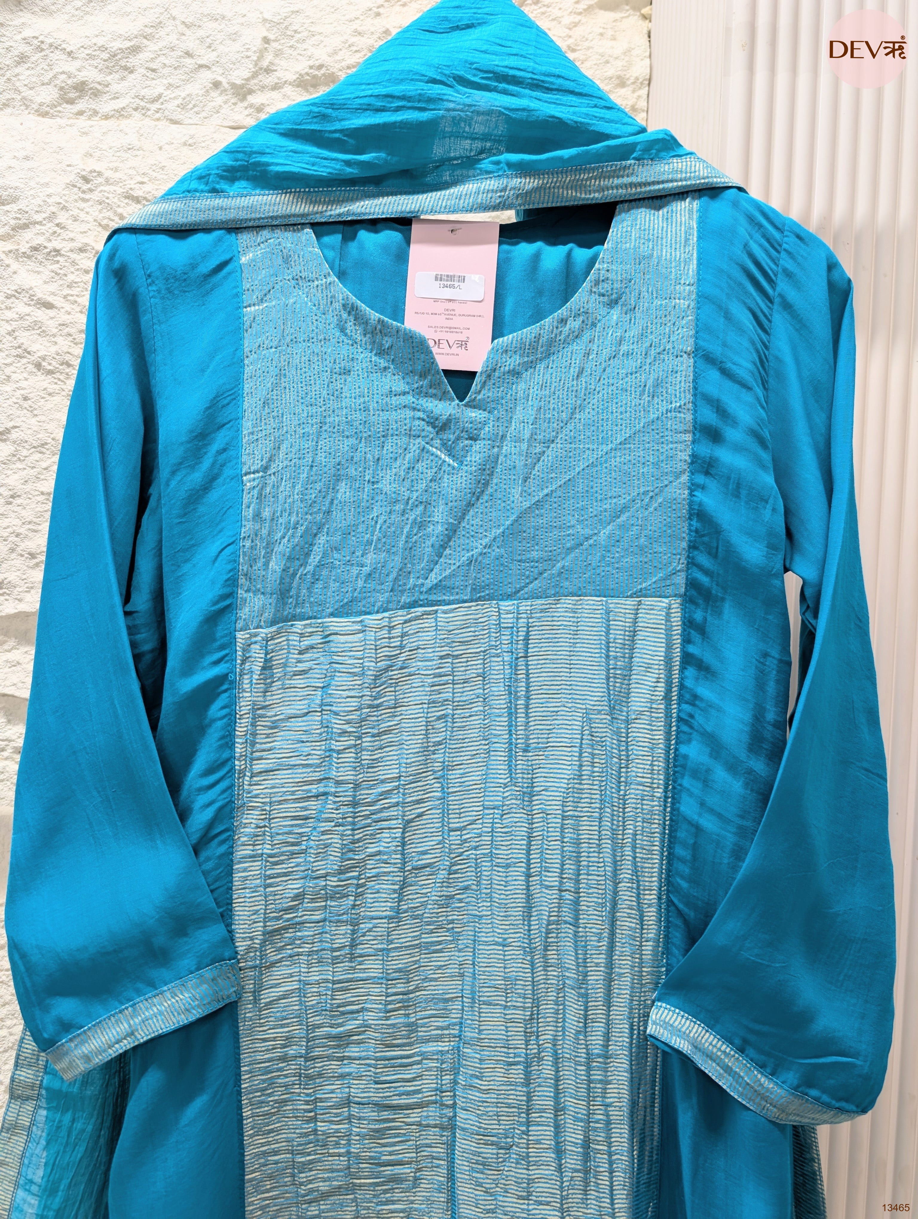 Neelambara Mul Chanderi Embroidered Blue 3-Piece Set (Devri – D.No 13465)